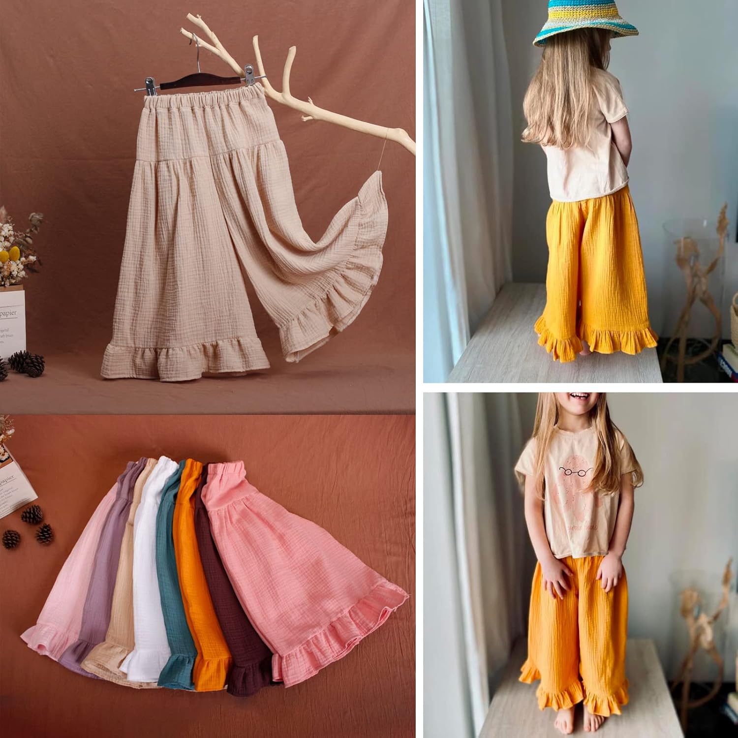 HOOLCHEAN Baby Gauze wide leg pants