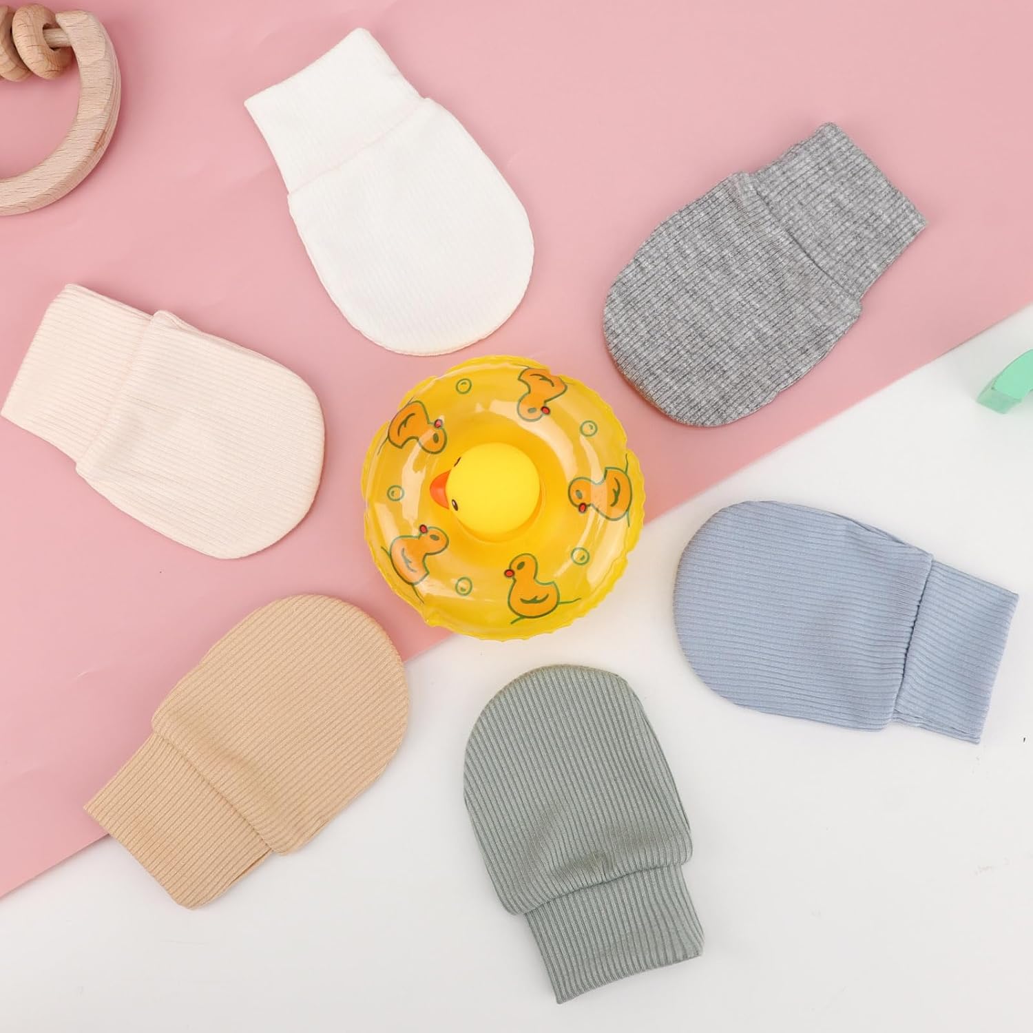 Elastic No-Scratch Baby Mittens for 0-6 Months