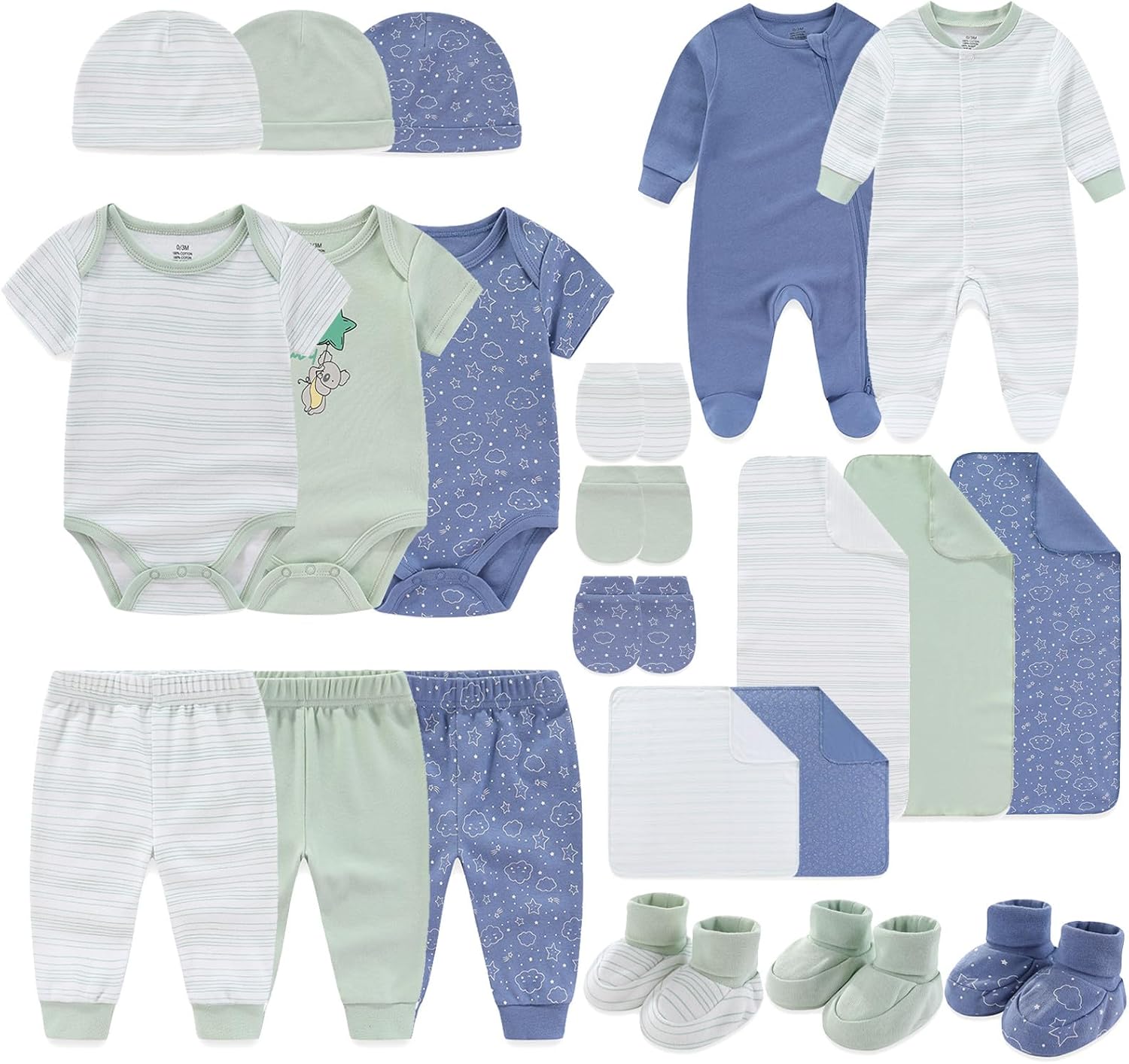 Ecojoy Unisex Newborn Layette Set 22 Piece Baby Essentials
