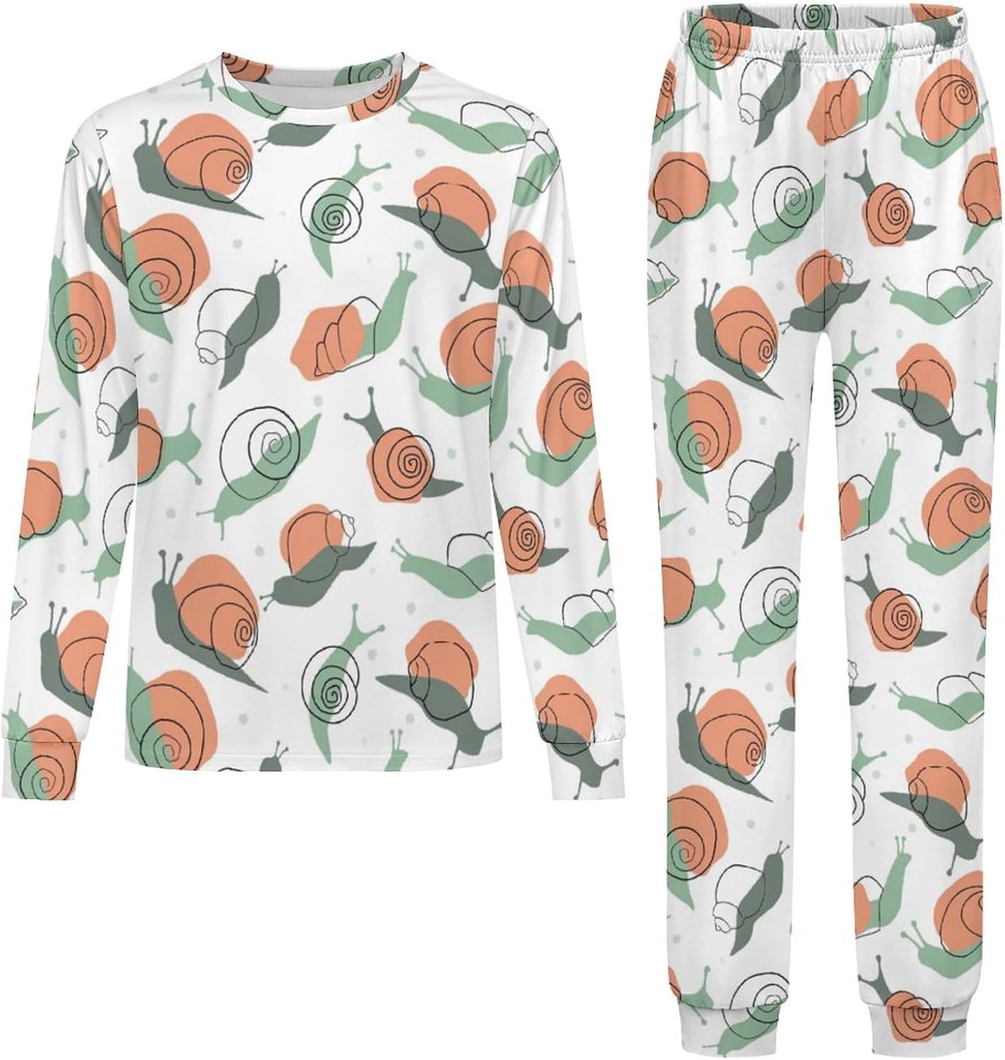 Snails Rainbows Thermal Pajama Set
