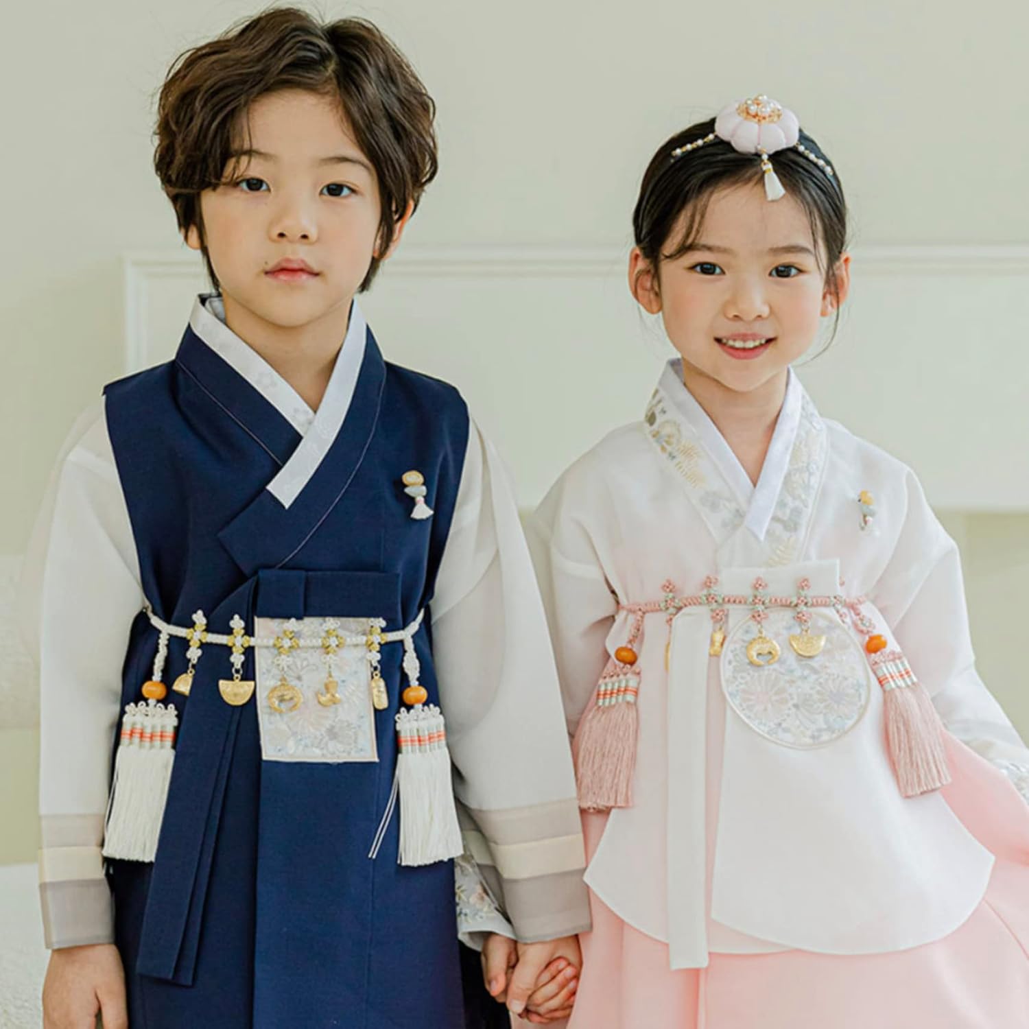 Striped Coral Dangui Hanbok for Kids