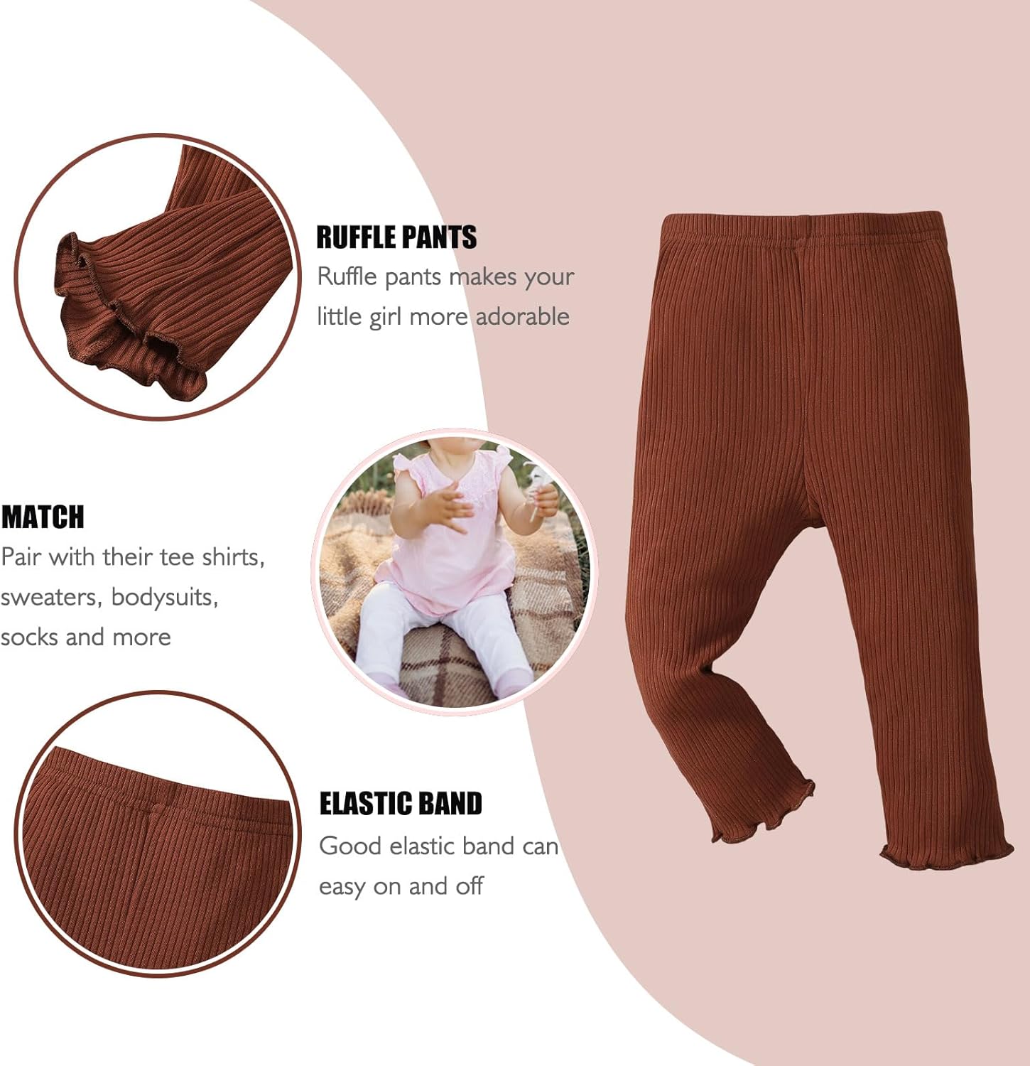 SOBOWO Toddler Ruffle Pants 3-Pack