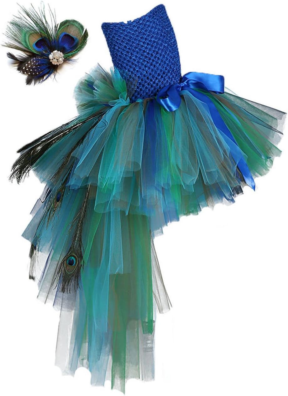 Fancy Peacock Feathers Pageant Tutu Dress for Girl