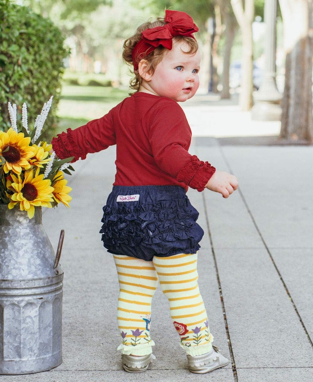 RuffleButts Ruffled Woven Bloomer for Baby Girls Soft Cute