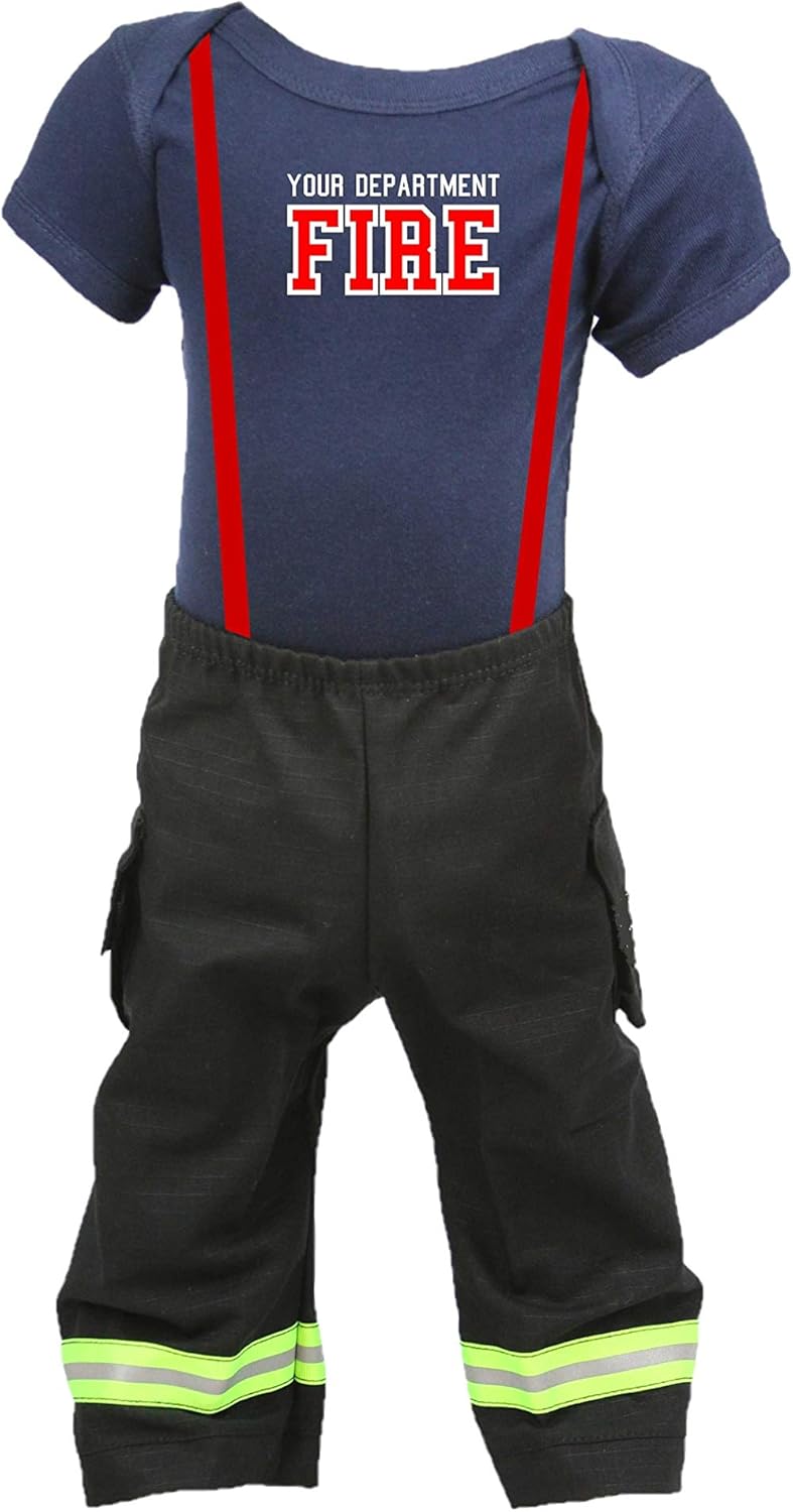 Firefighter Name Personalized Black 2-Piece Baby Outfit