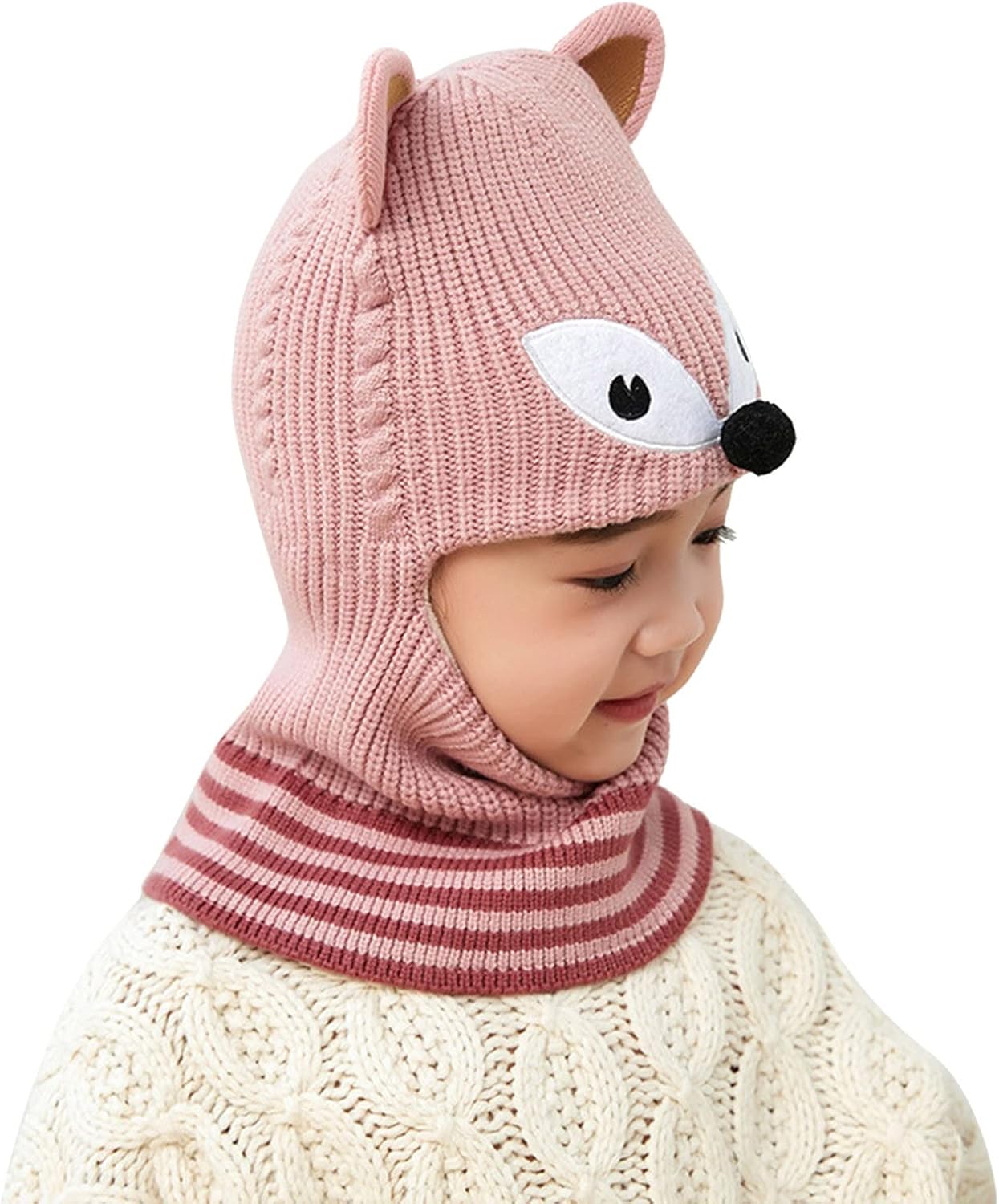 Soft Beanie Knit Hooded Scarf for Kids