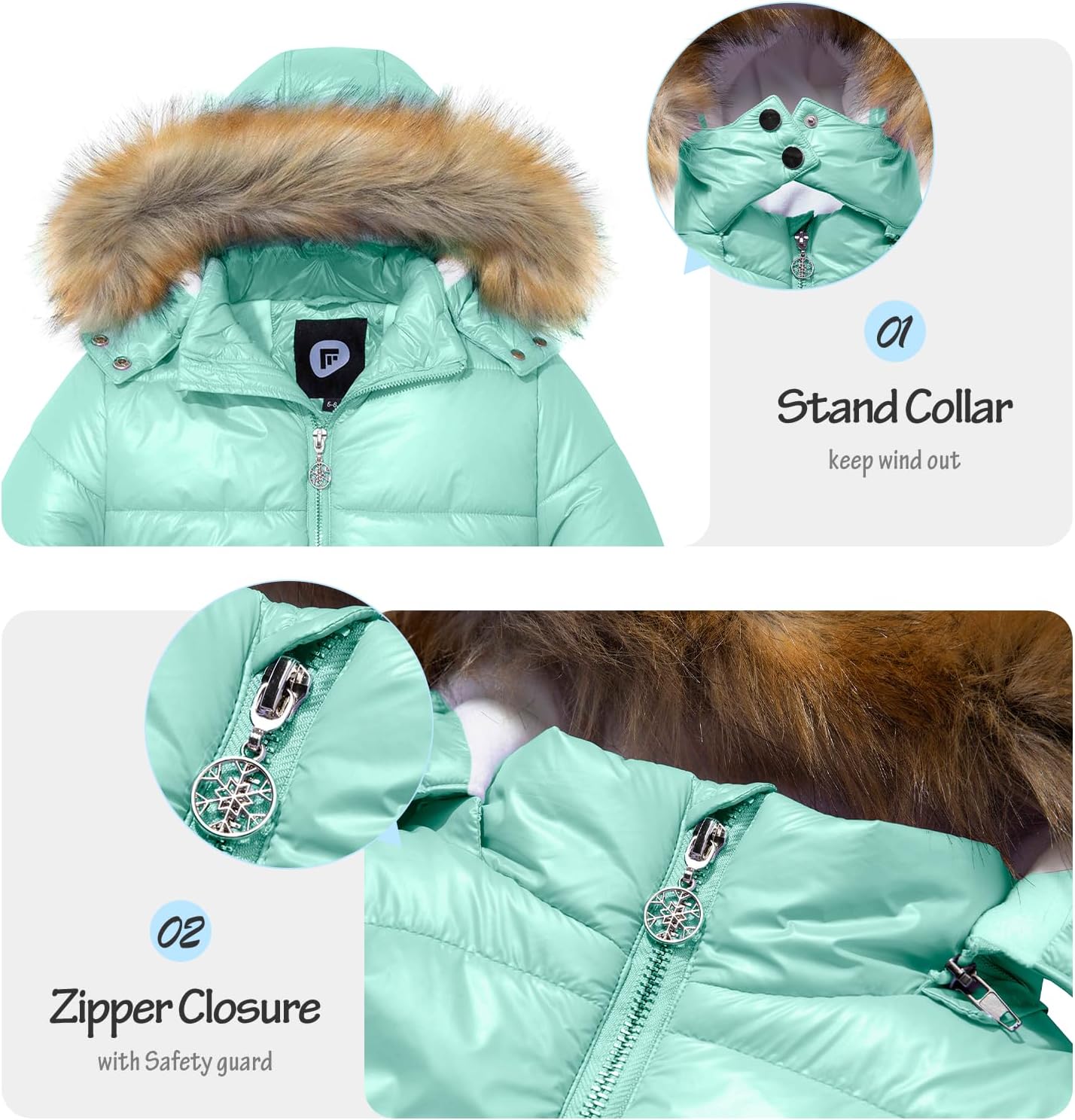 Garemcy Girls Metallic Winter Coat Warm Waterproof Cozy