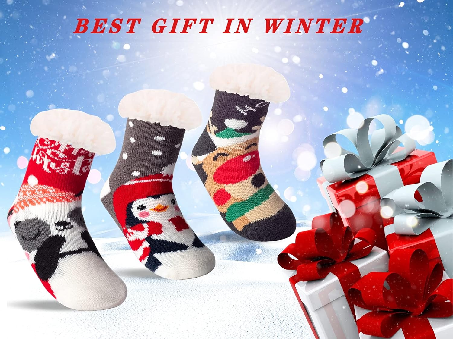 Warm Fuzzy Non-Slip Sherpa Socks for Kids
