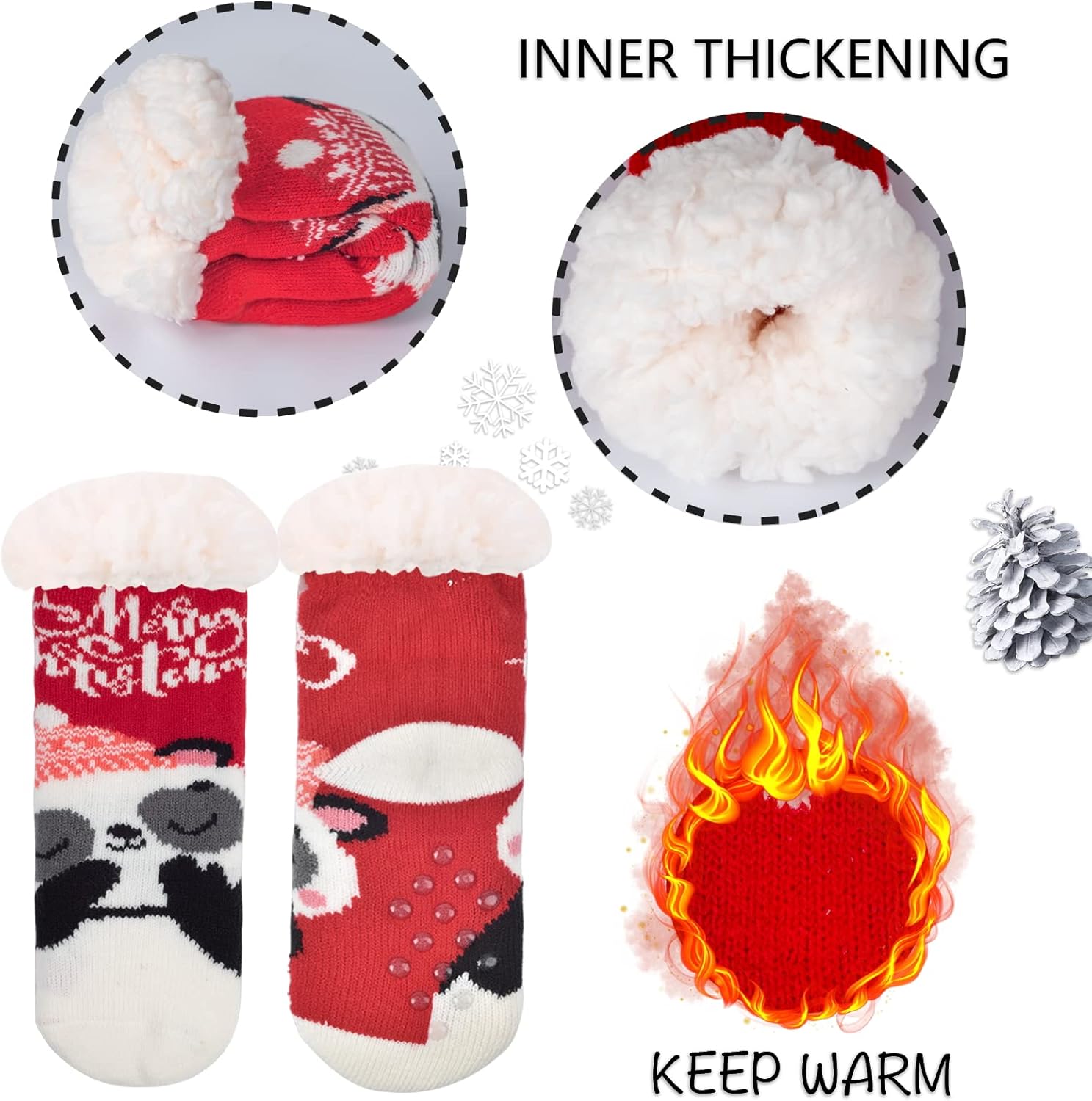 FENELY 3 Pairs Kids Slipper Socks