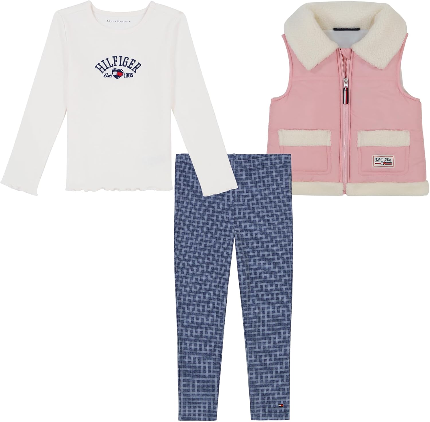 Tommy Hilfiger Girls 3pc Puff Vest Pant Set
