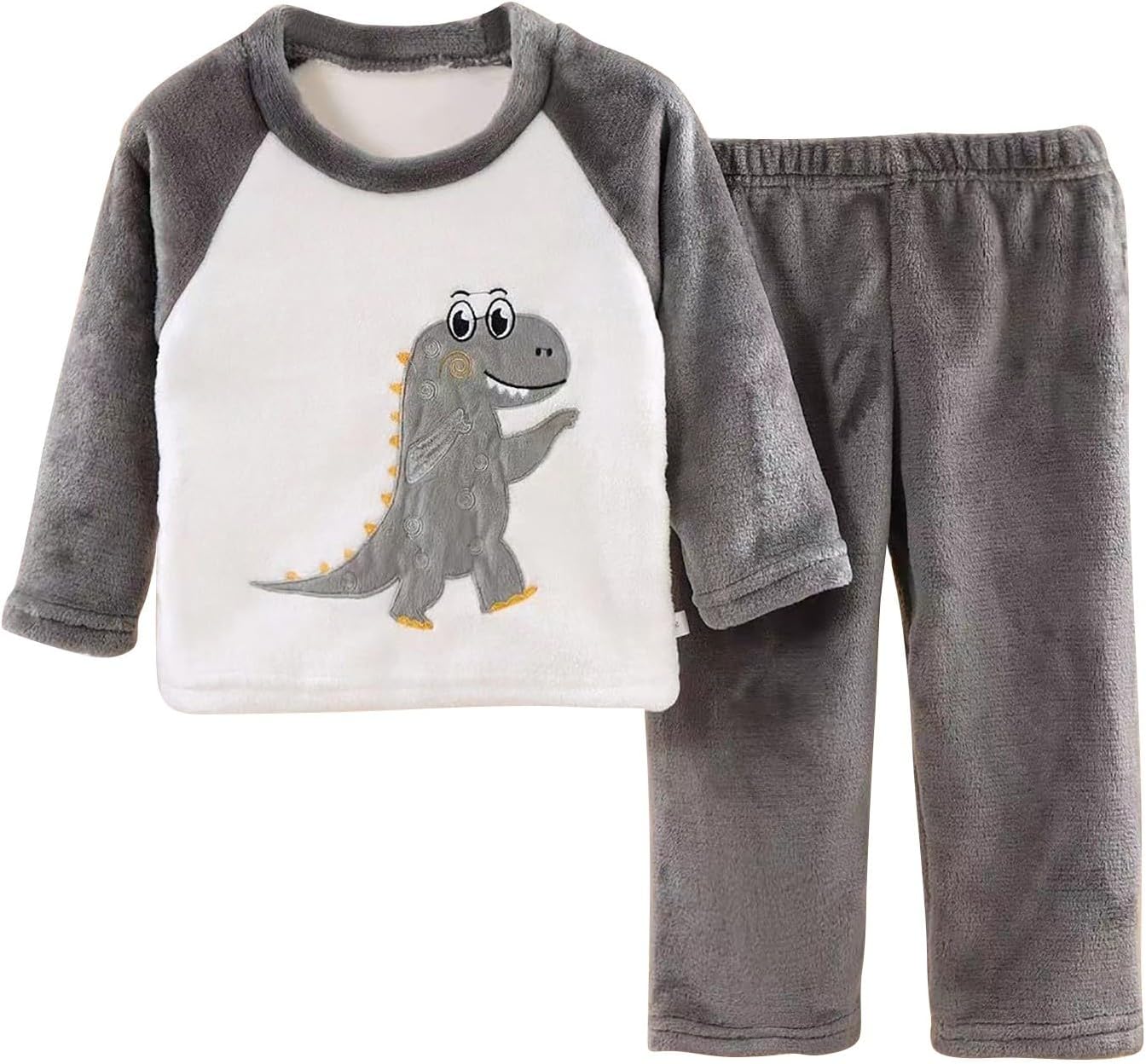 Dinosaur-Powered Flannel Pajamas Set for Kids