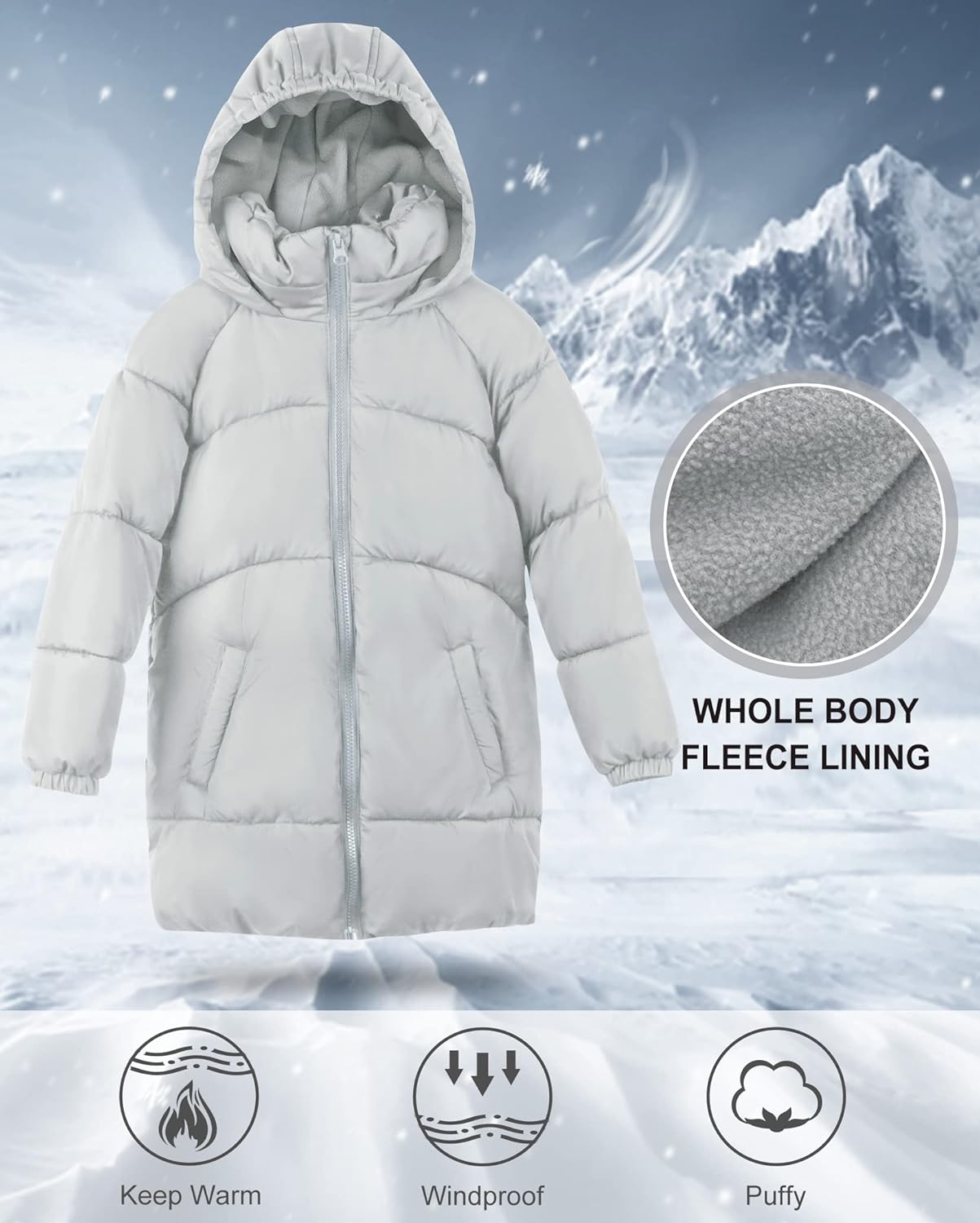 SOLOCOTE Girls Winter Coats Medium