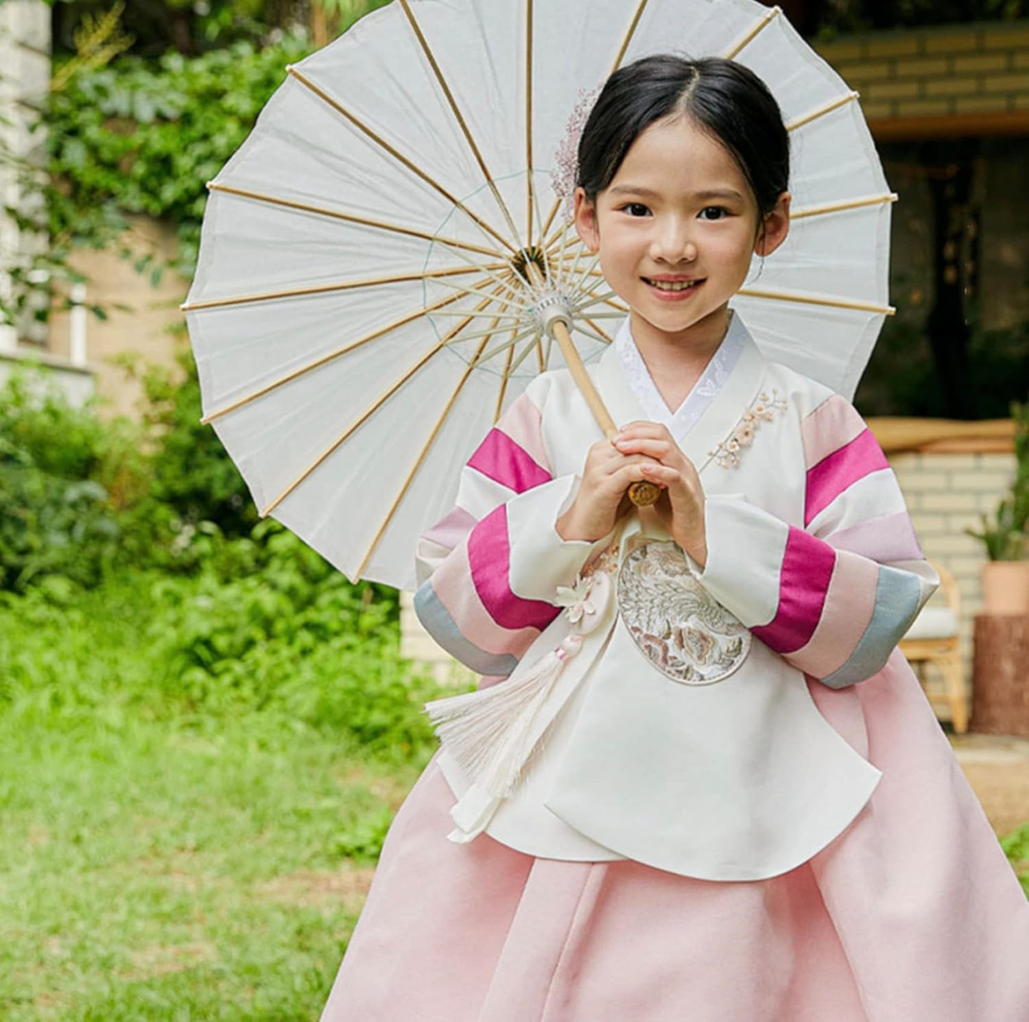 Striped Coral Dangui Hanbok for Girls 100-15yo