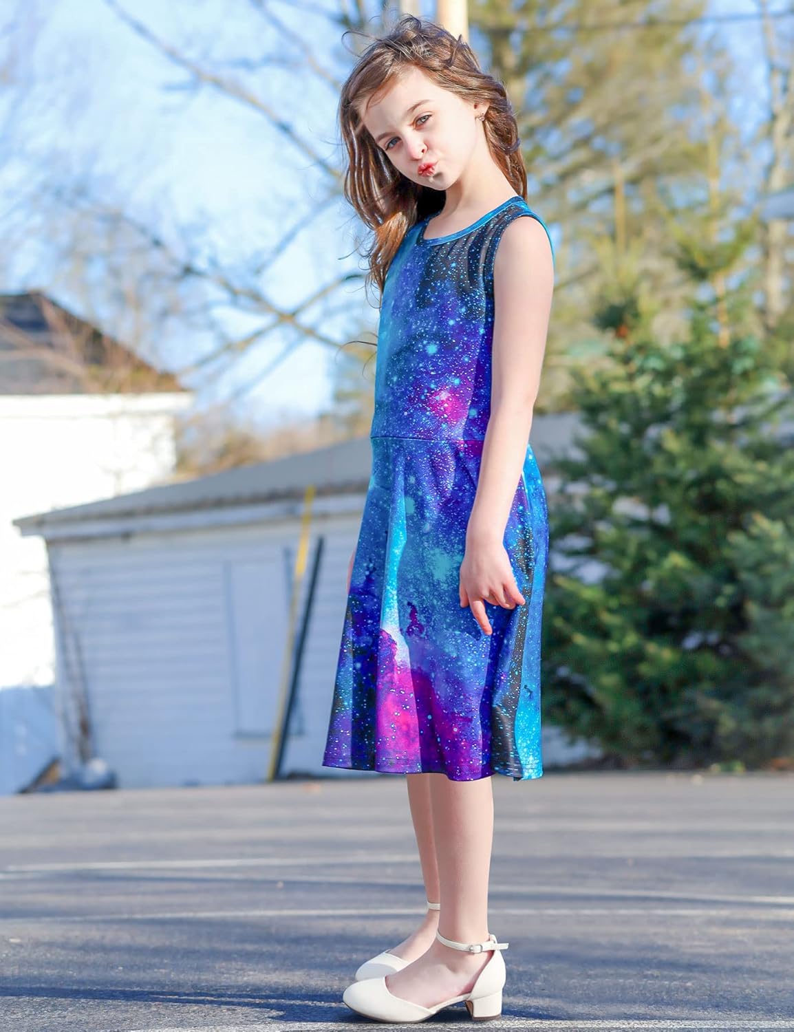 Catchy Look Sleeveless Dress Round Neck Floral