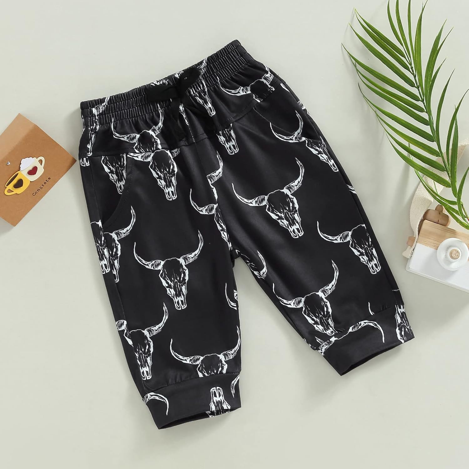 Perfect Baby BoyCow Head Print Elastic Waist Joggers