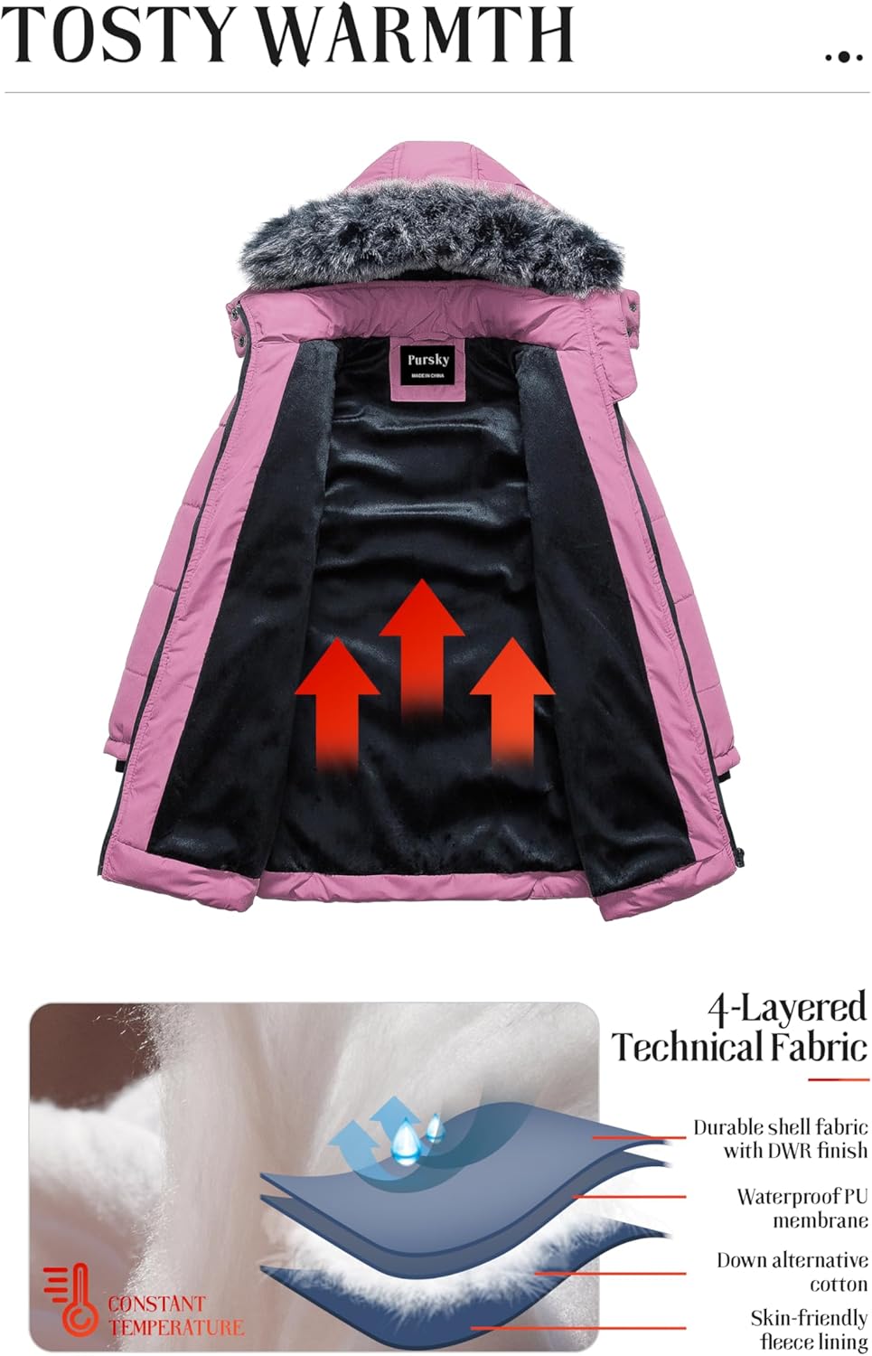 GirlsWinter Parka Cozy Waterproof and Stylish