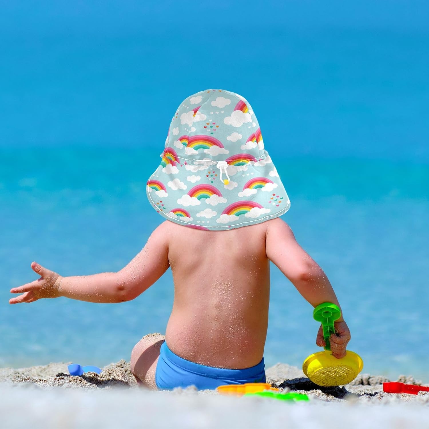 Rainbow Cloud Baby Sun Hat for Kids 2-4T Lightweight Adjustable