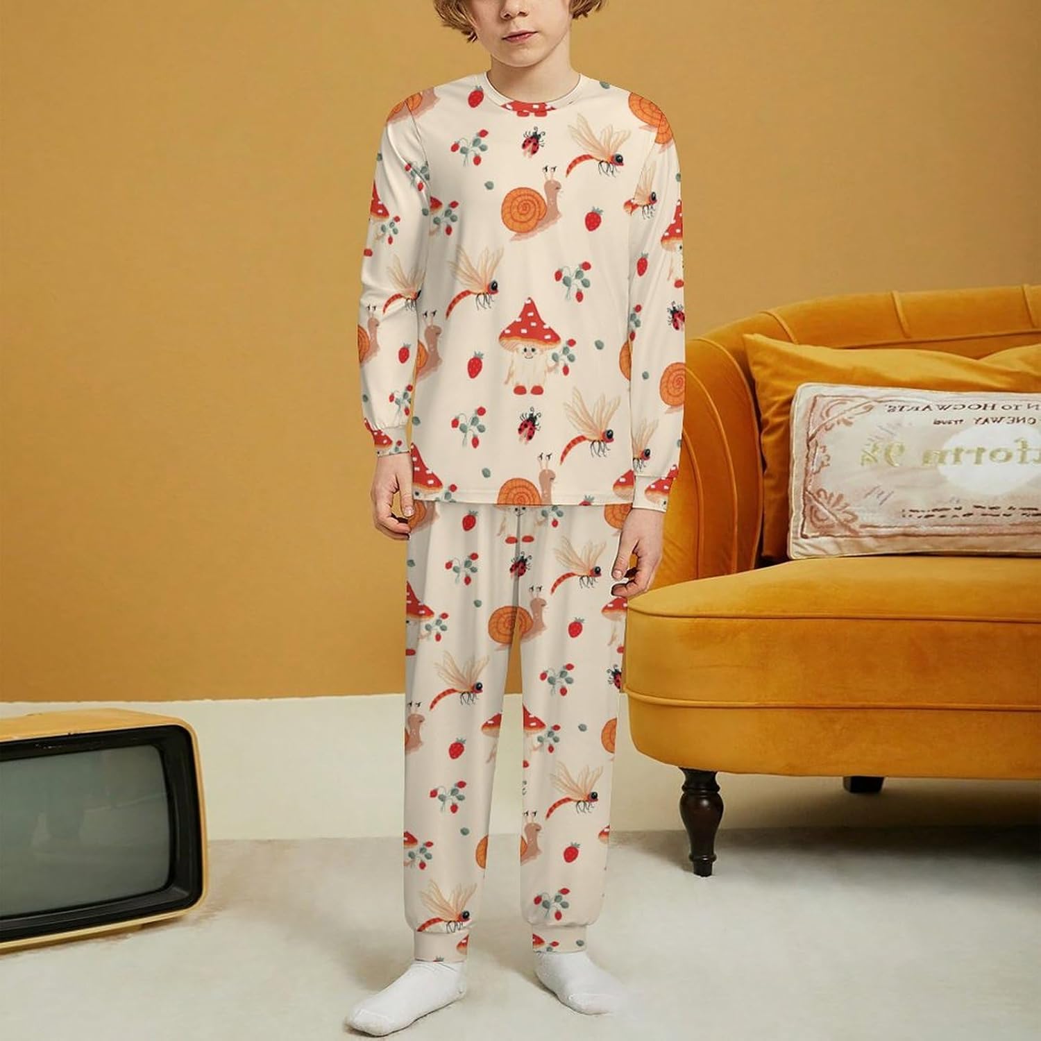 Funny Snail Mushroom Kids Pants Set