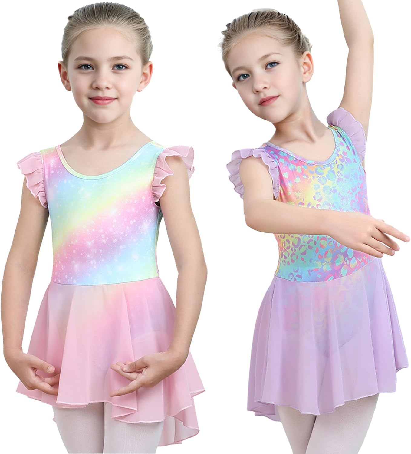 Classical Ruffle Sleeve Tutu Dress for Girls