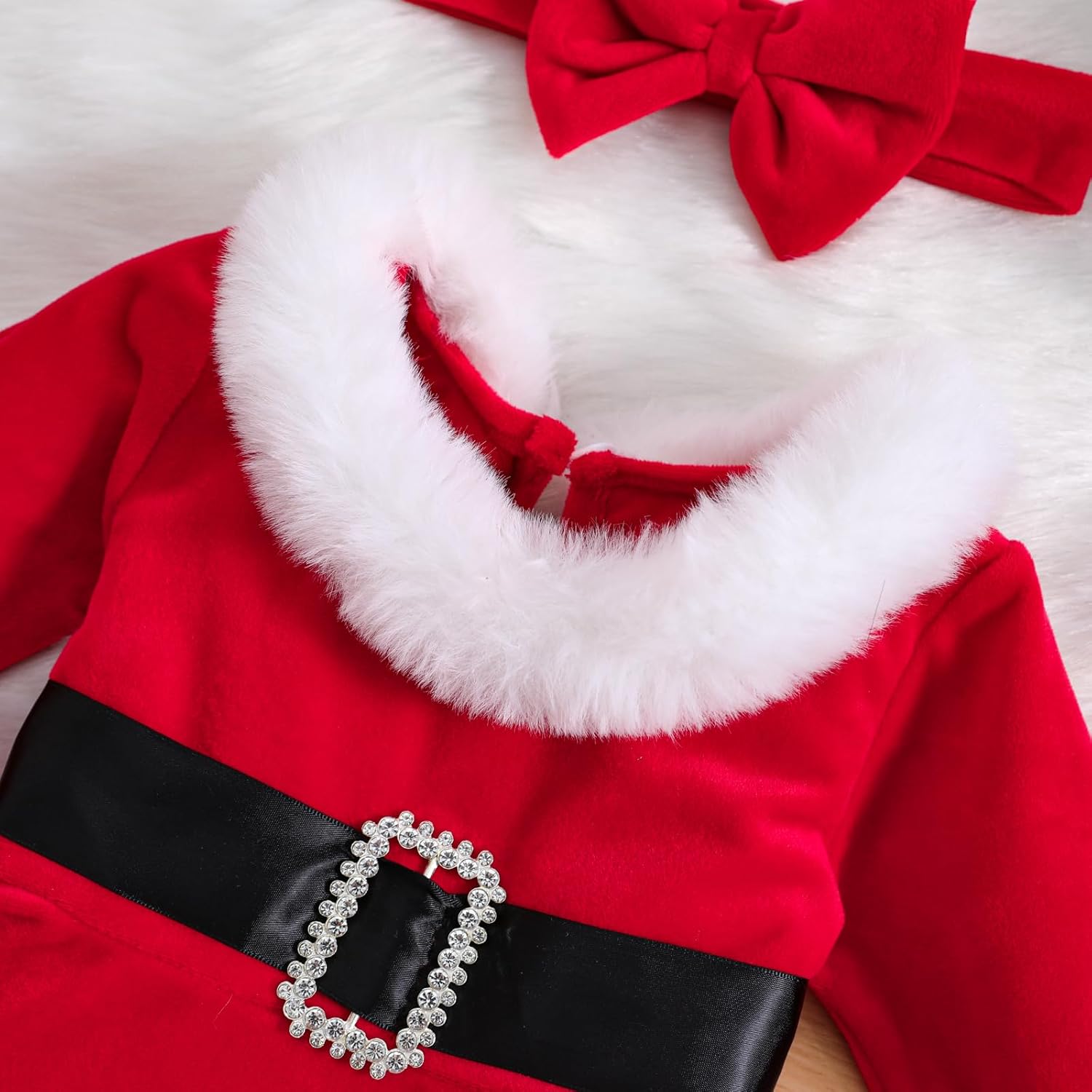 Cute Baby Girl Christmas Romper Dress Santa Claus Design
