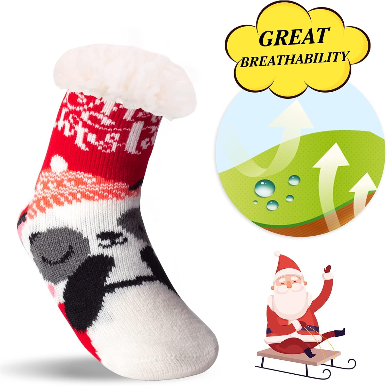 FENELY 3 Pairs Kids Slipper Socks