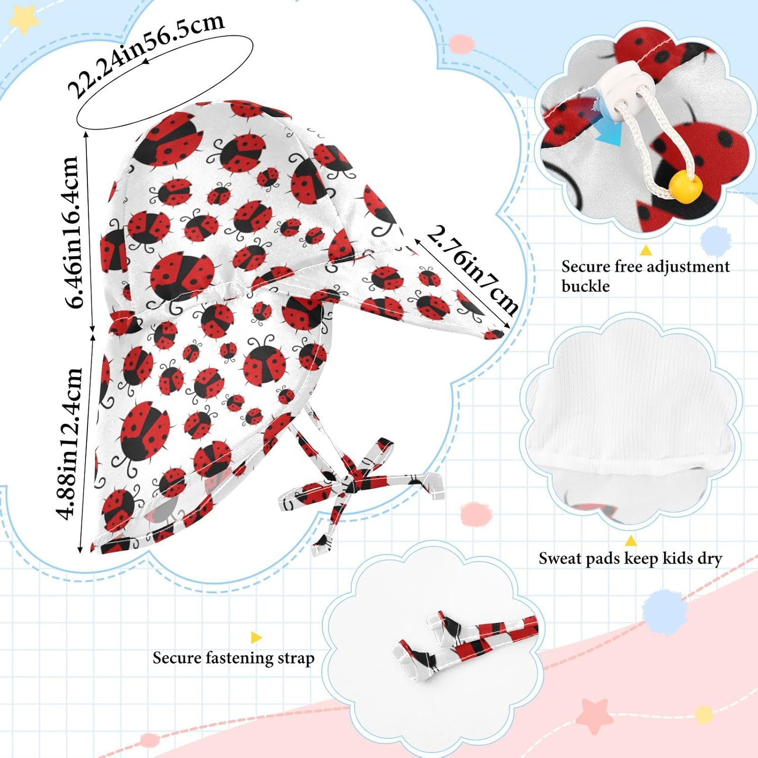 Cute Red Ladybugs Bucket Hat for Toddlers Kids