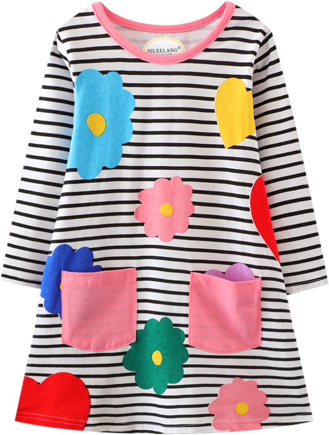 HILEELANG Toddler Girl Stripe Cotton Dress