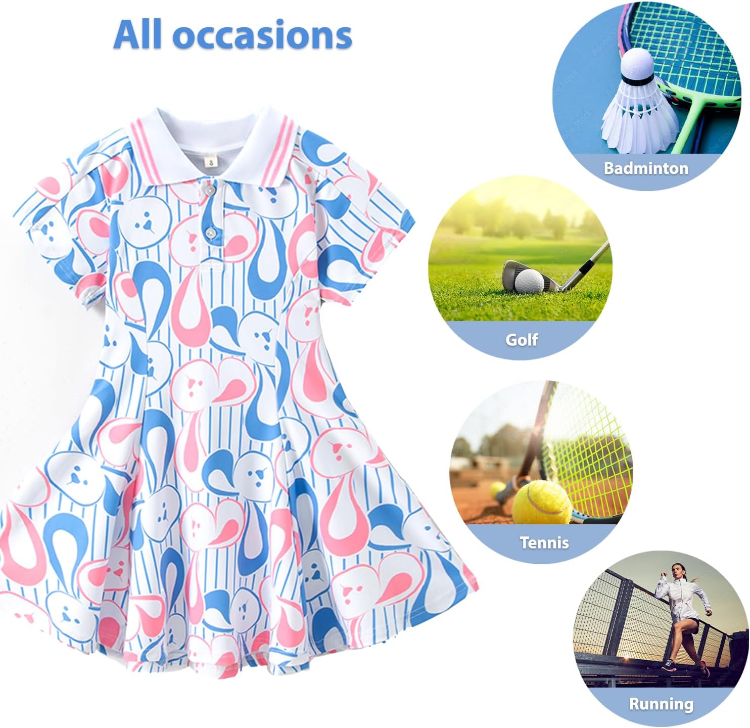 ASEGI Girls Active Sport Dress Durable Stylish Functional