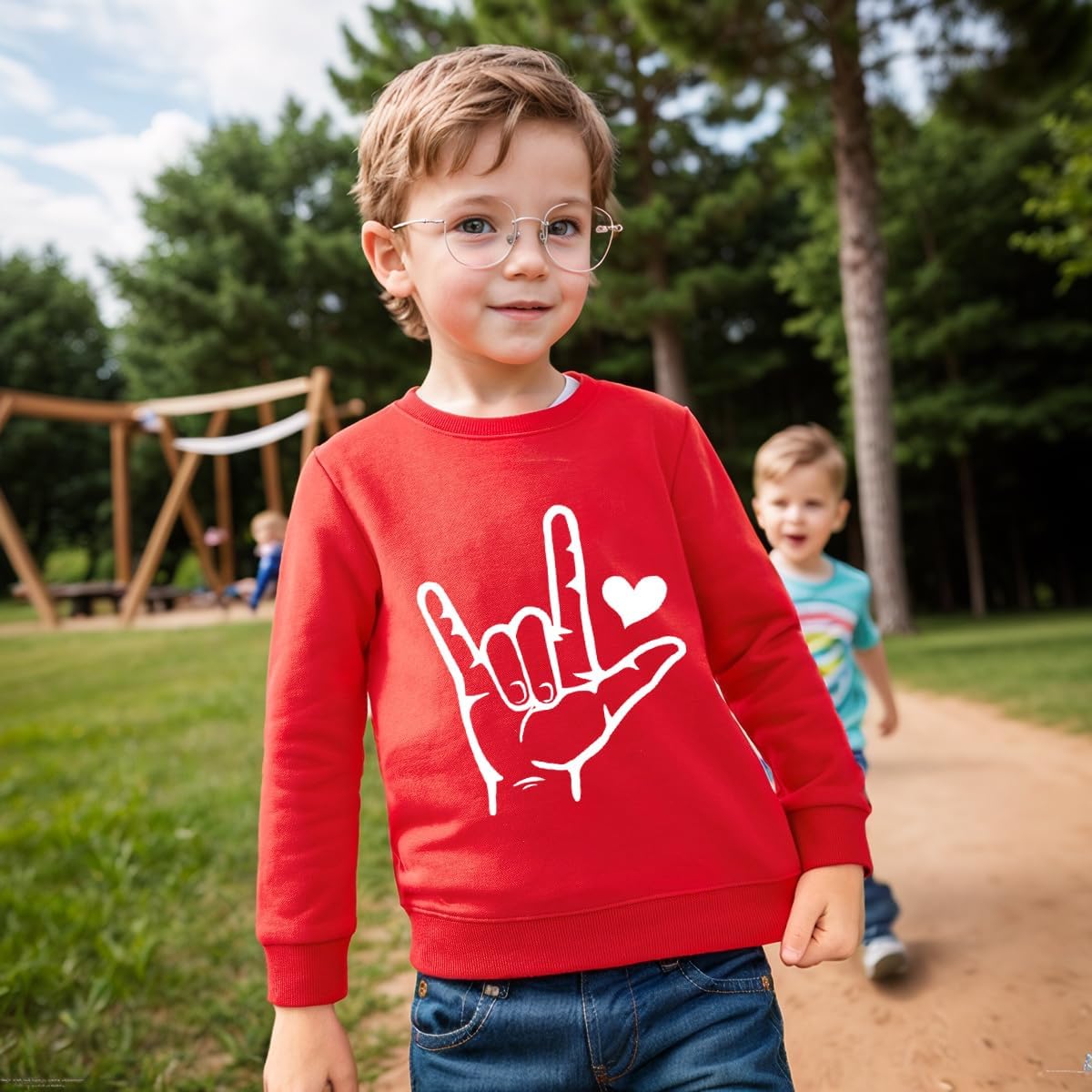 Kids Valentines Day Love Heart Sweater