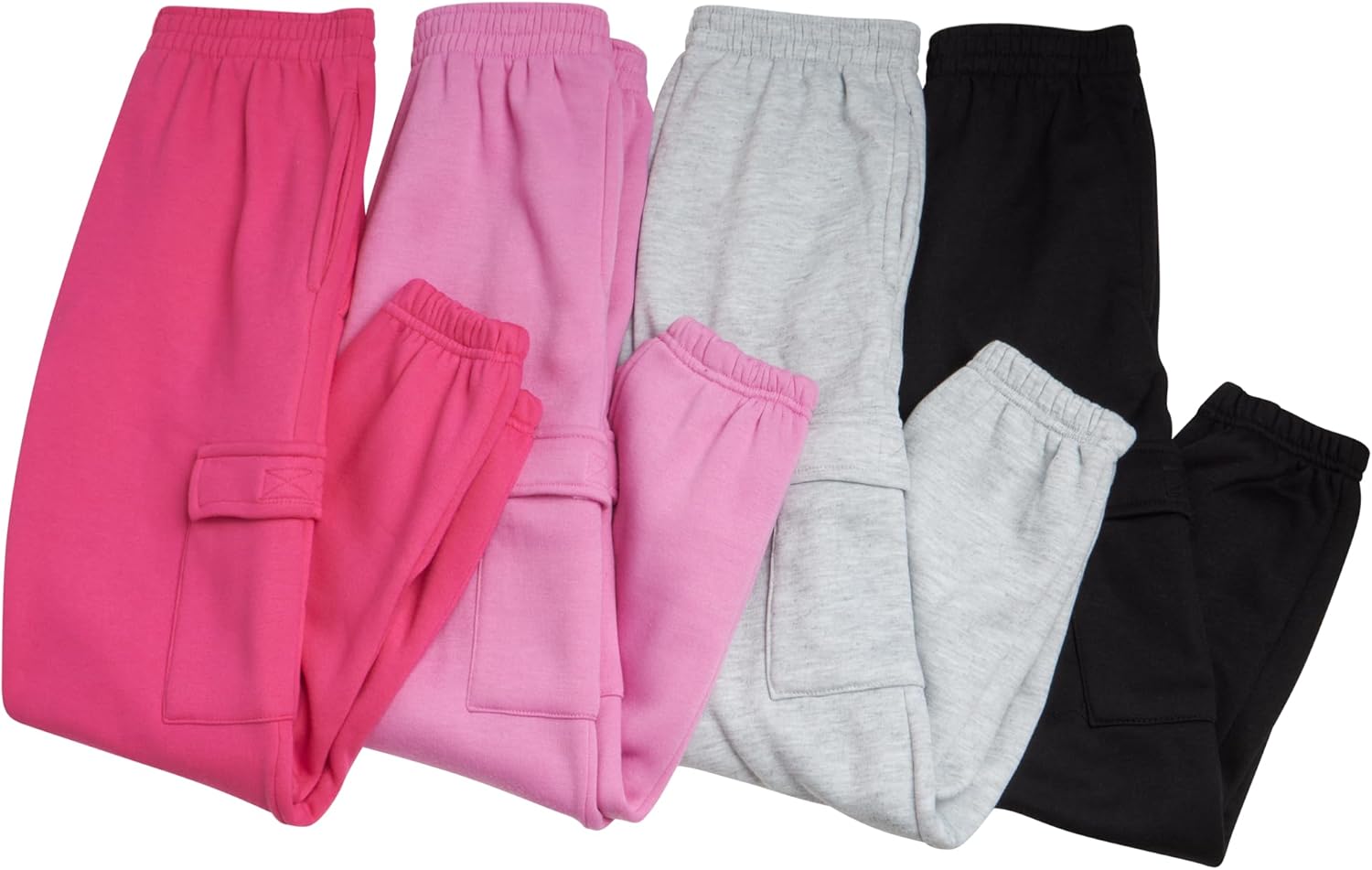 Real Love Girls Fleece Cargo Joggers 4-Pack for Active Girls
