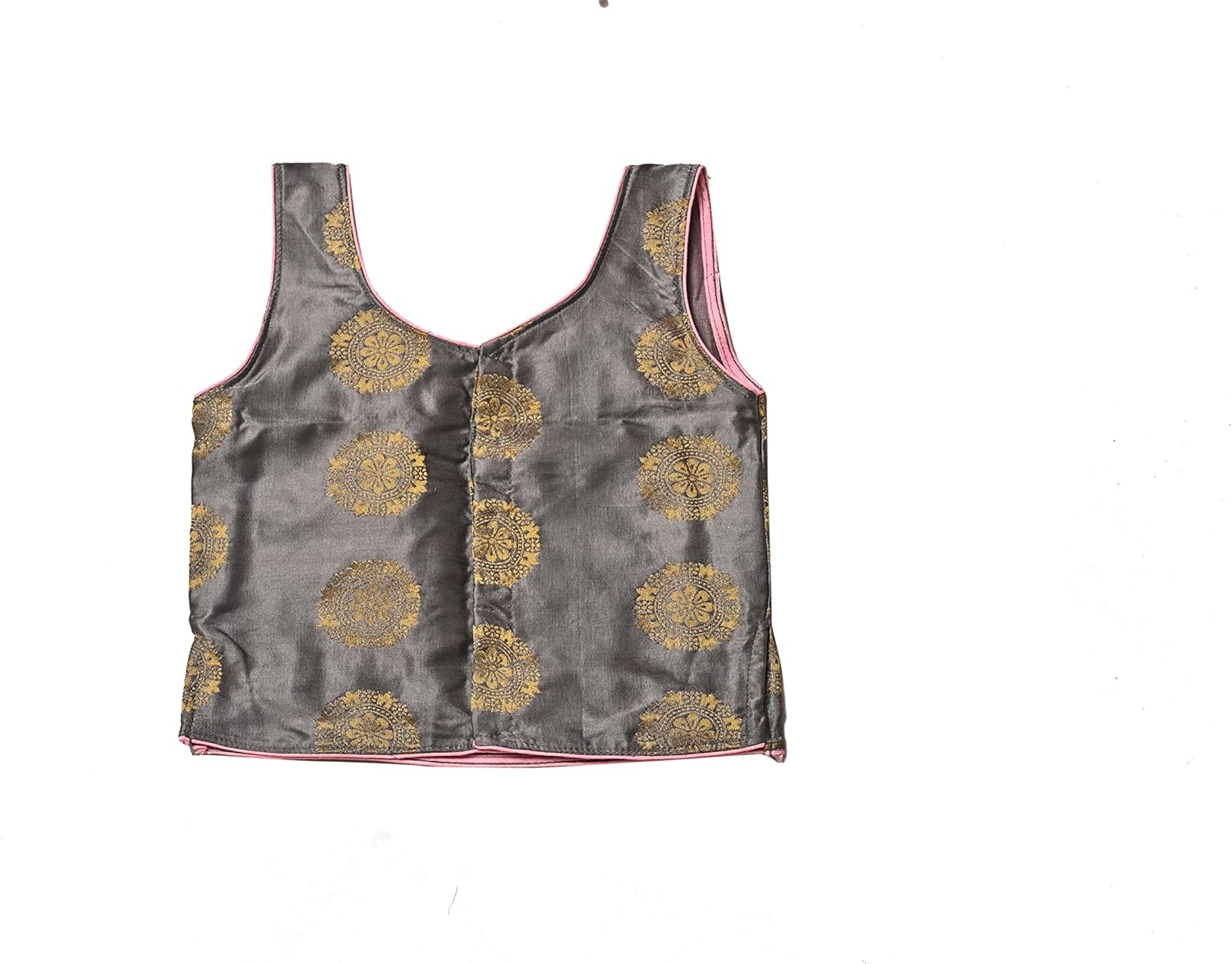 Elegant Satin Silk Lehenga Choli for Kids in Grey Baby Pink