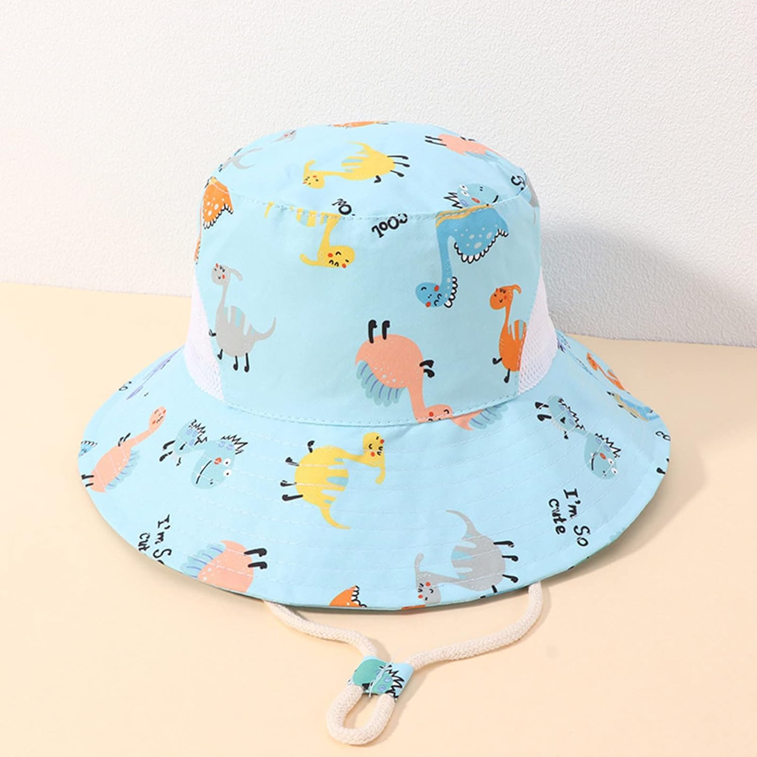 Kids Adjustable Chin Strap Sun Hat Light Blue 1-7 Years