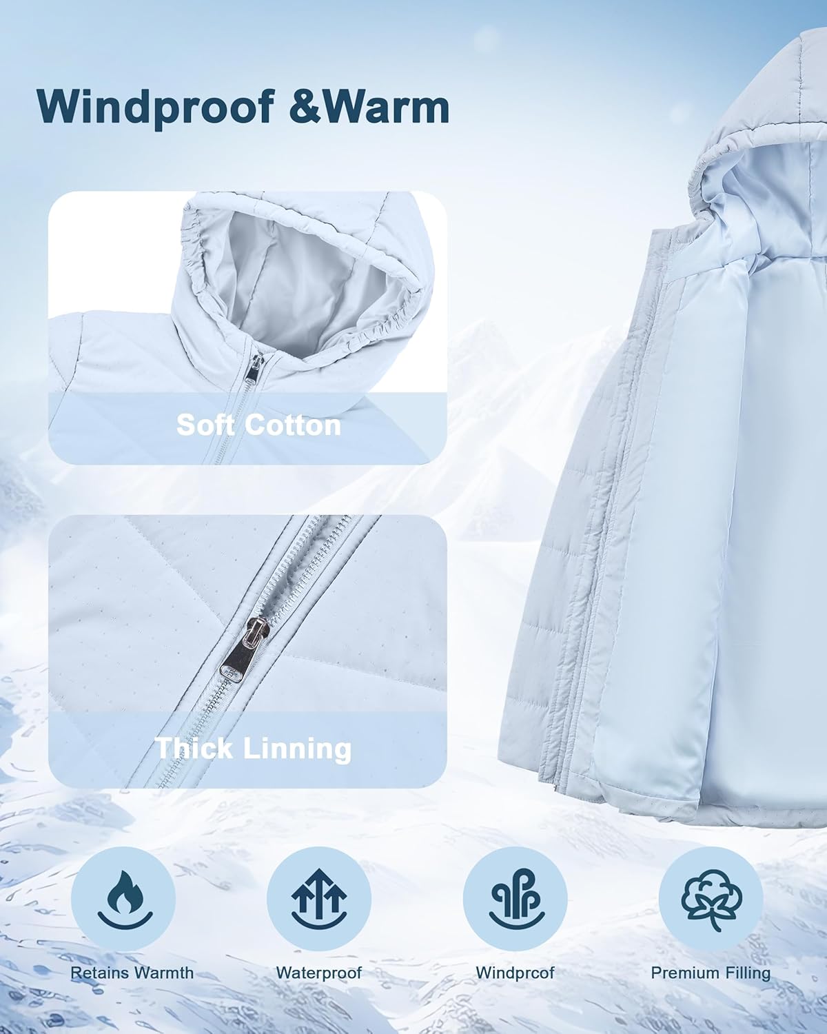 Stay warm style waterproof - Girls Winter Jacket