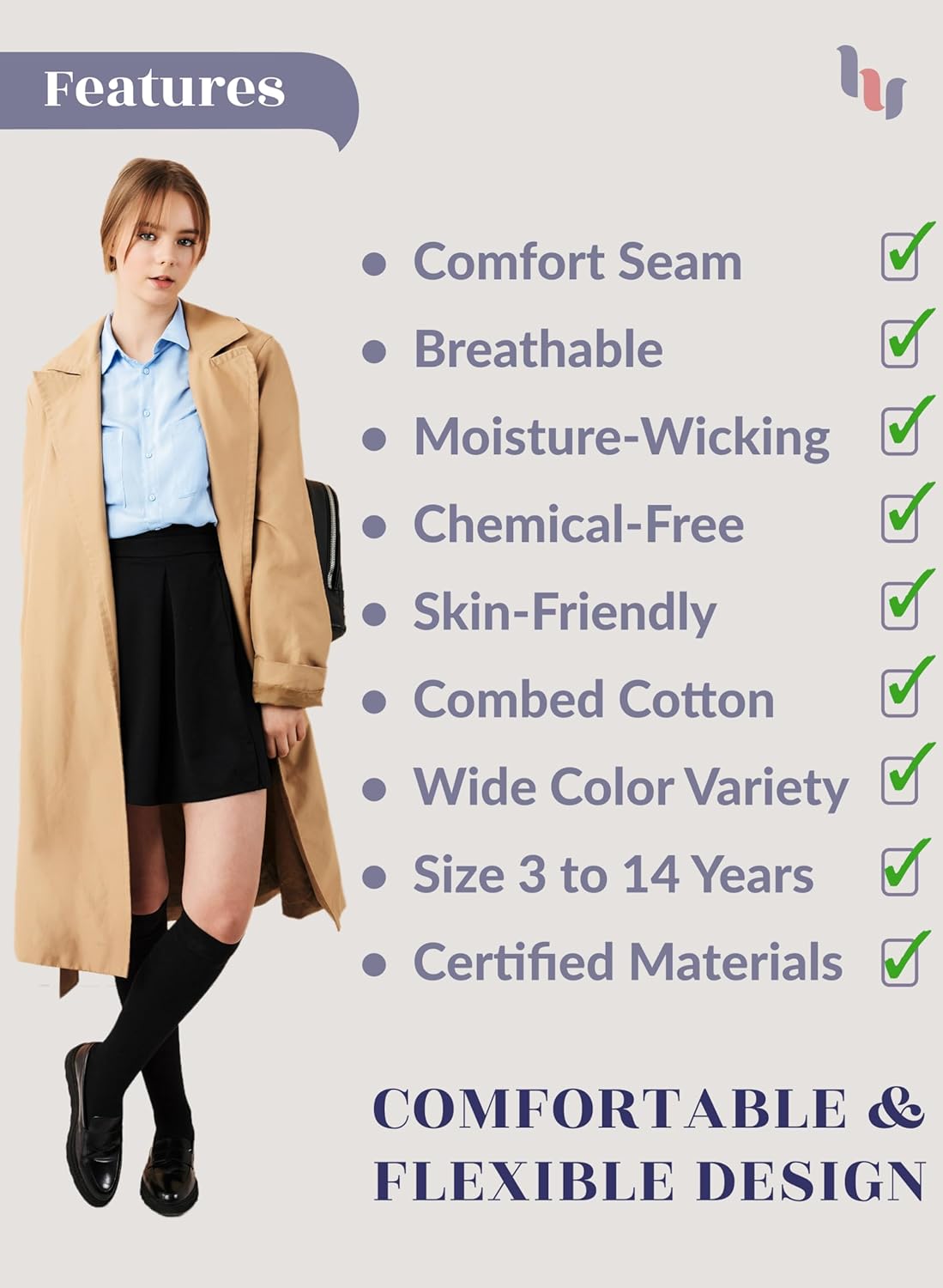 Premium Cotton Knee High Socks for Kids