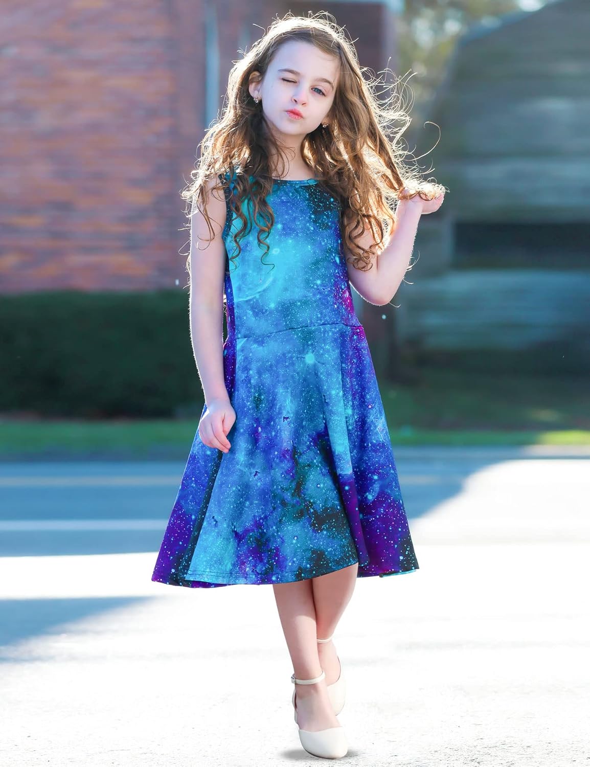 Catchy Look Sleeveless Dress Round Neck Floral