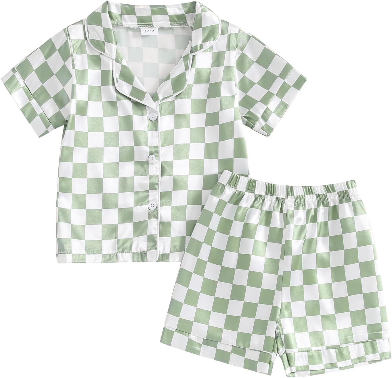 SAYOO Toddler Pajama Set Checkered Button Down