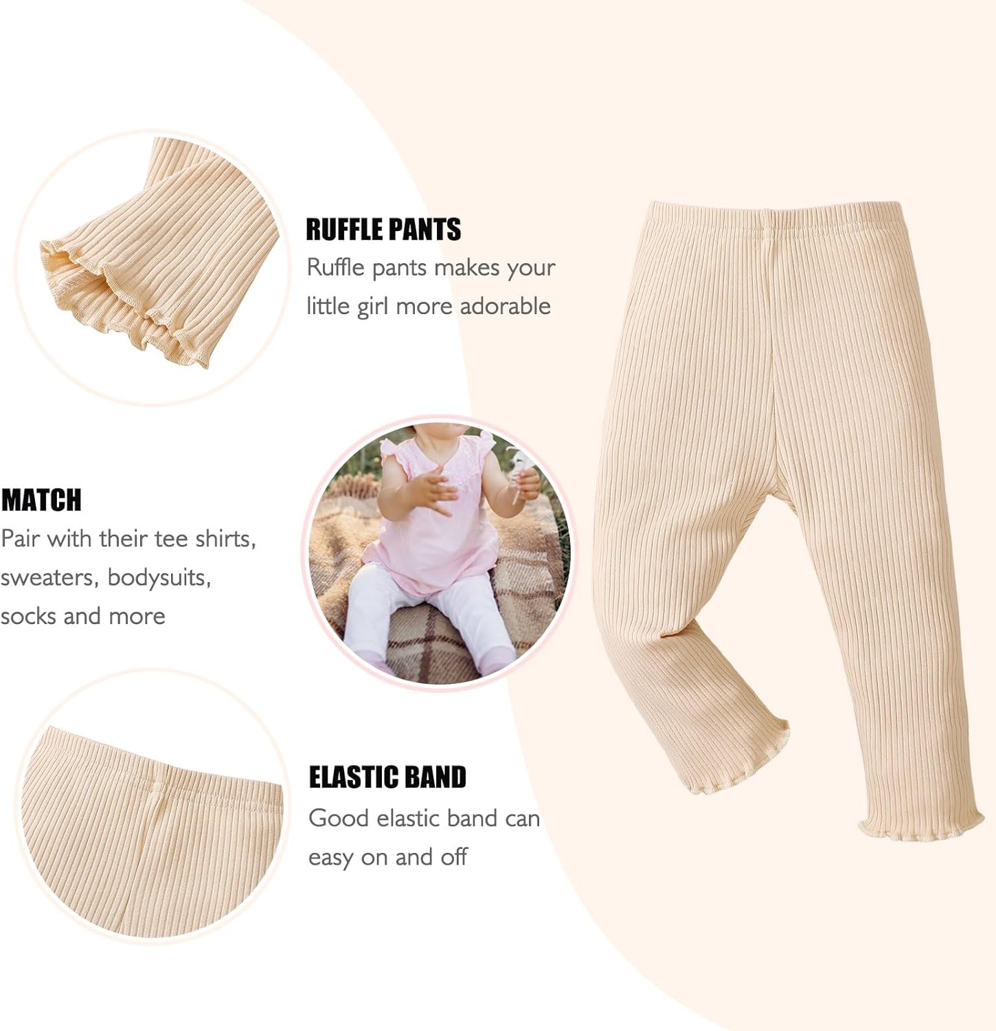 SOBOWO Toddler Ruffle Pants 3-Pack