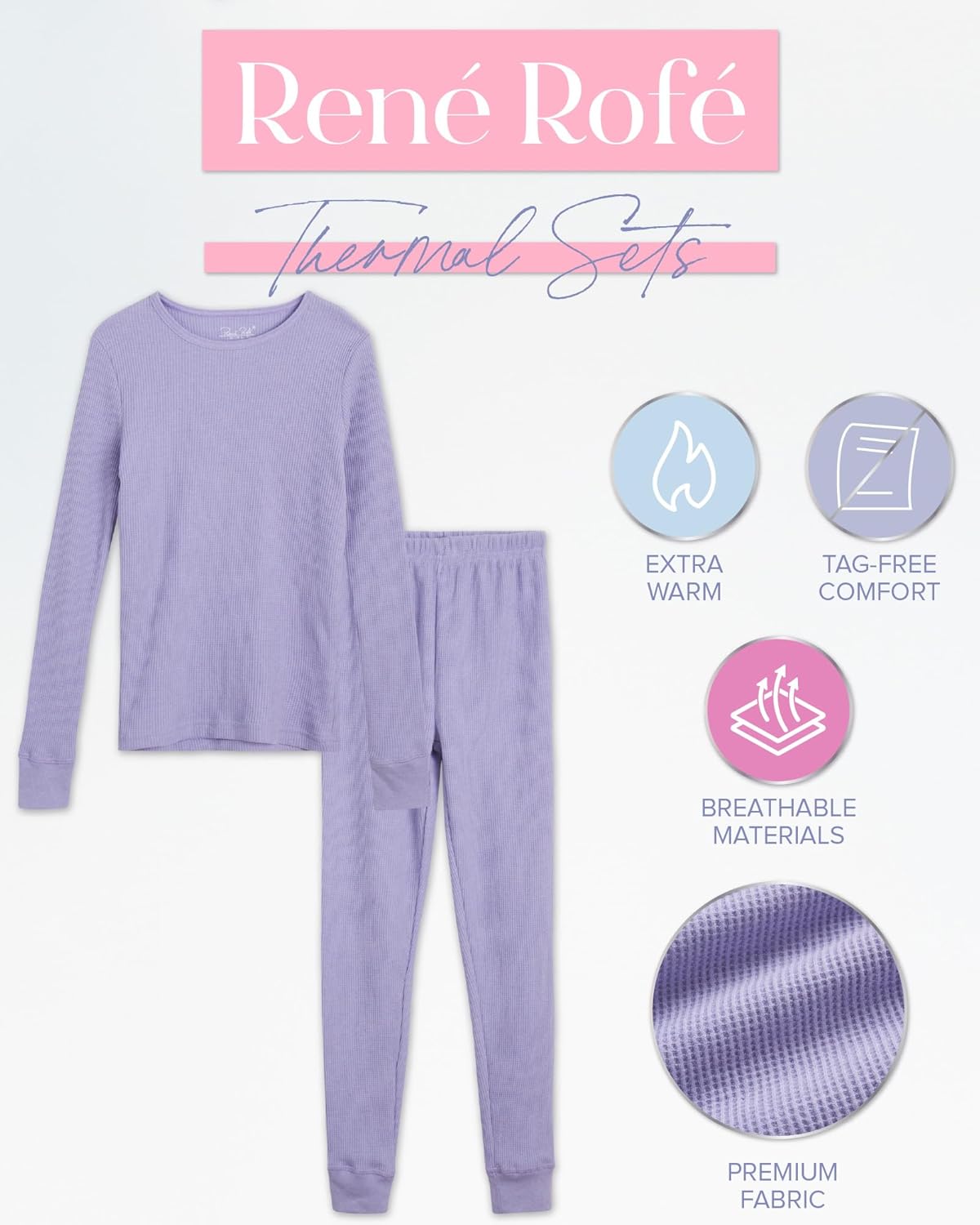 Rene Rofe Girls Thermal Underwear Set - Perfect for Winter Layers