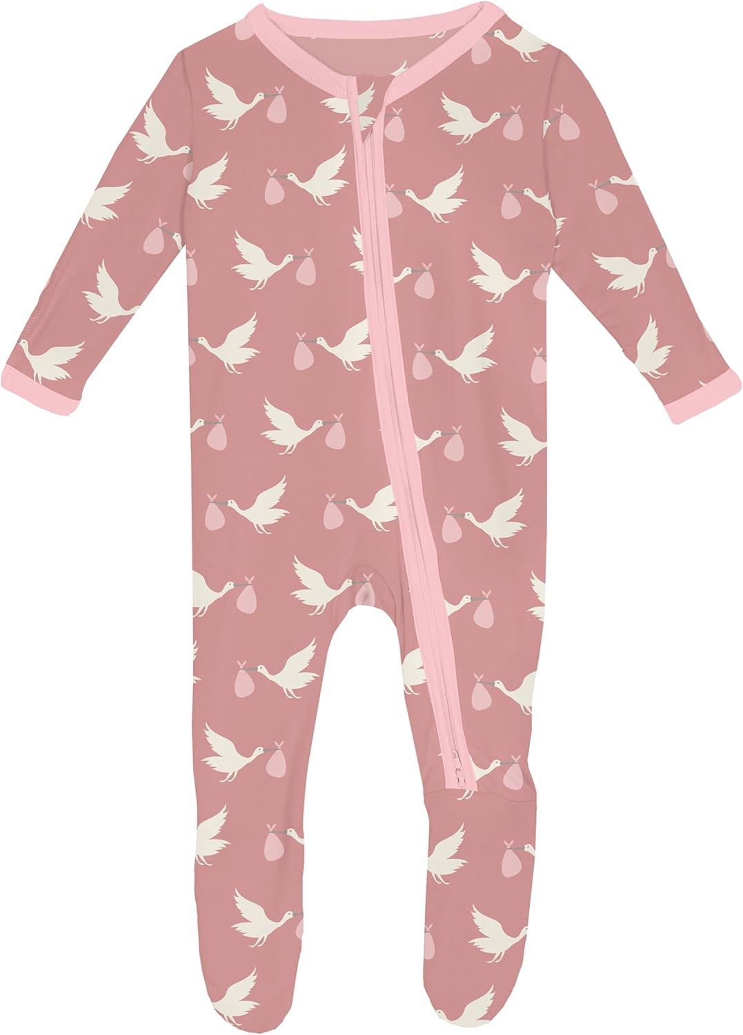 KicKee Welcome Home Zipper Footie - Soft Bamboo Pausedge for Posh Baby