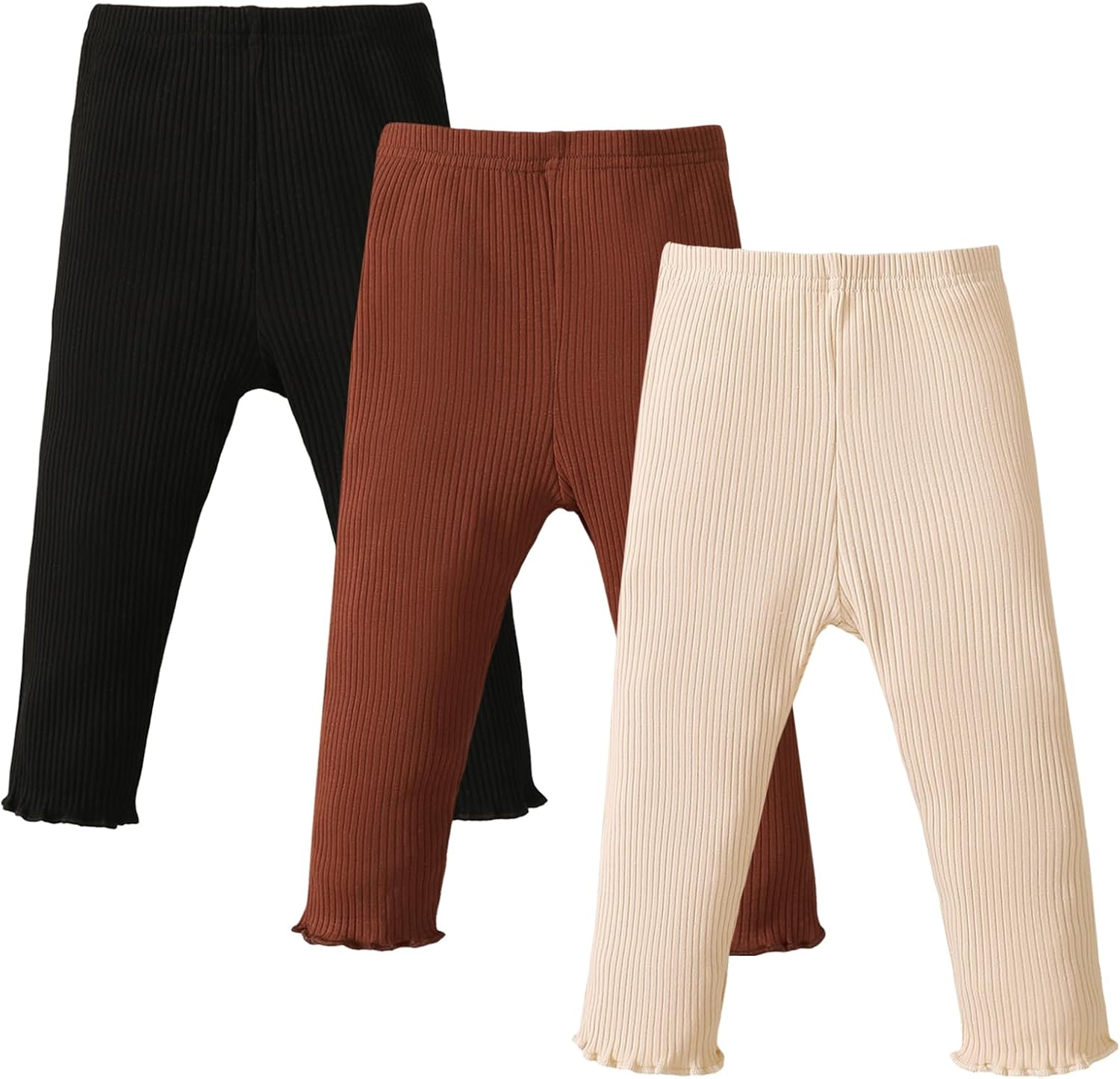 SOBOWO Toddler Ruffle Pants 3-Pack