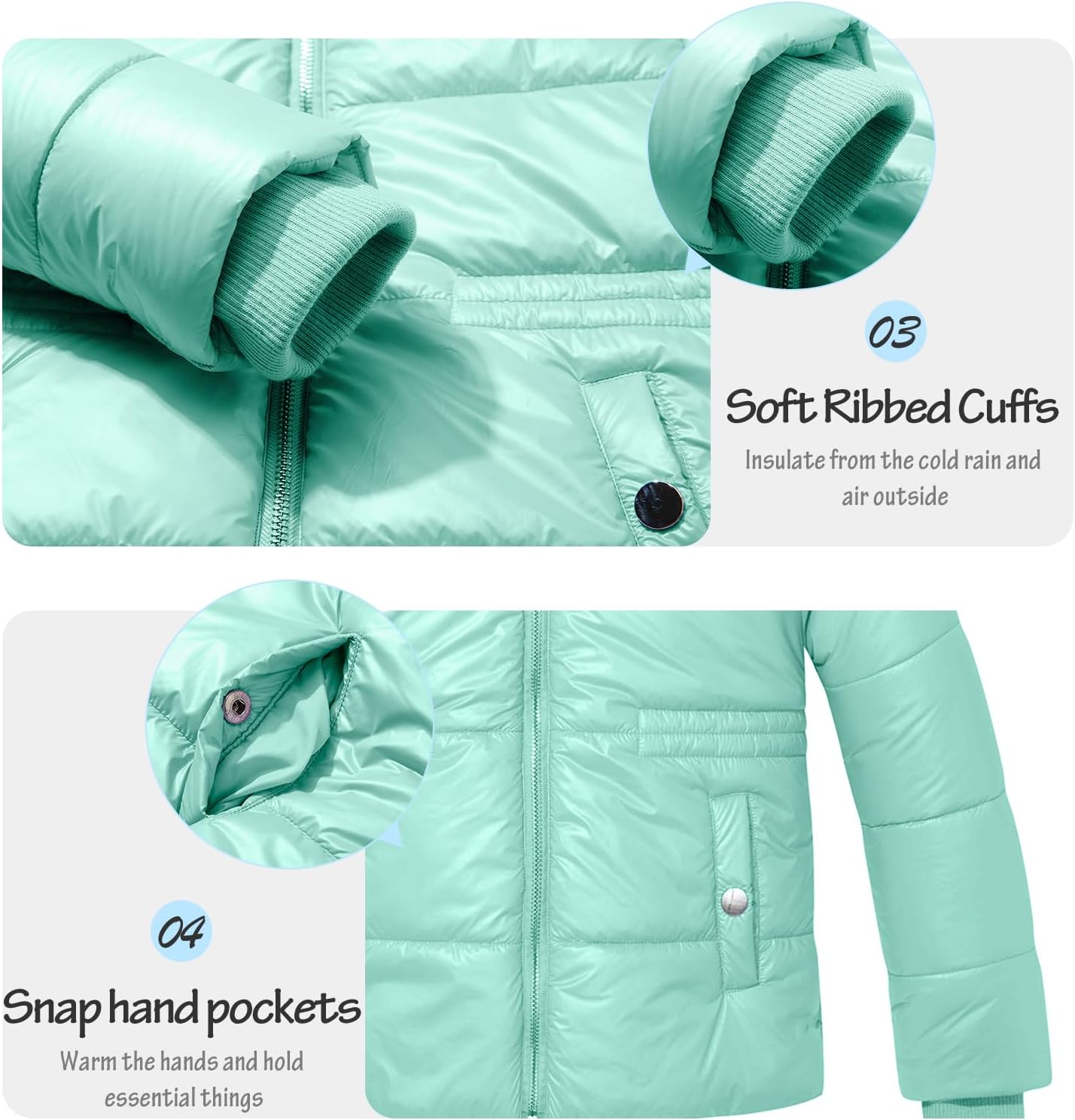 Garemcy Girls Metallic Winter Coat Warm Waterproof Cozy