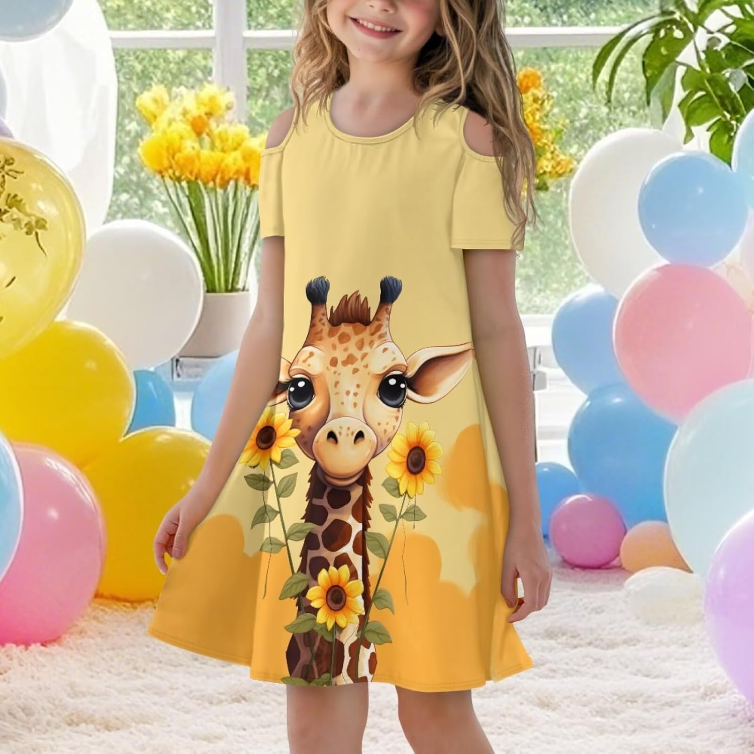Xpyiqun Summer Dress for Girls - Off-Shoulder Swing Party Dish
