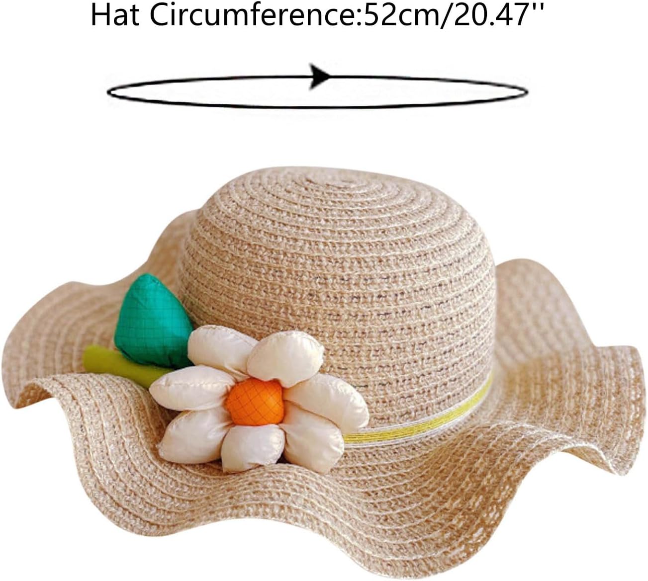 50 SPF Sun Protection - Floral Straw Bucket Hat for Baby Girls