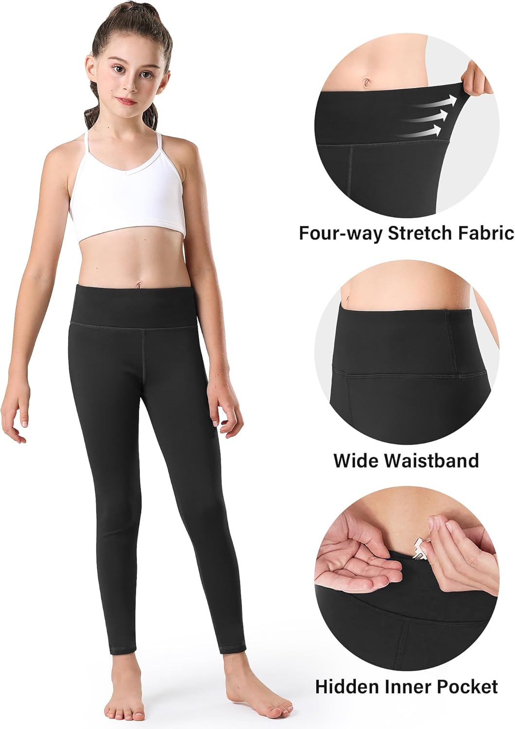 Stelle Girls Fleece Lined Leggings Youth High WaistWarm Winter Athletic Yoga Pants