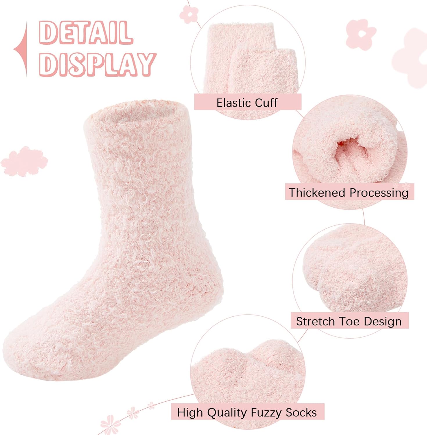 Durio Kids Fuzzy Socks 5 Pack for Warm Winter Comfort