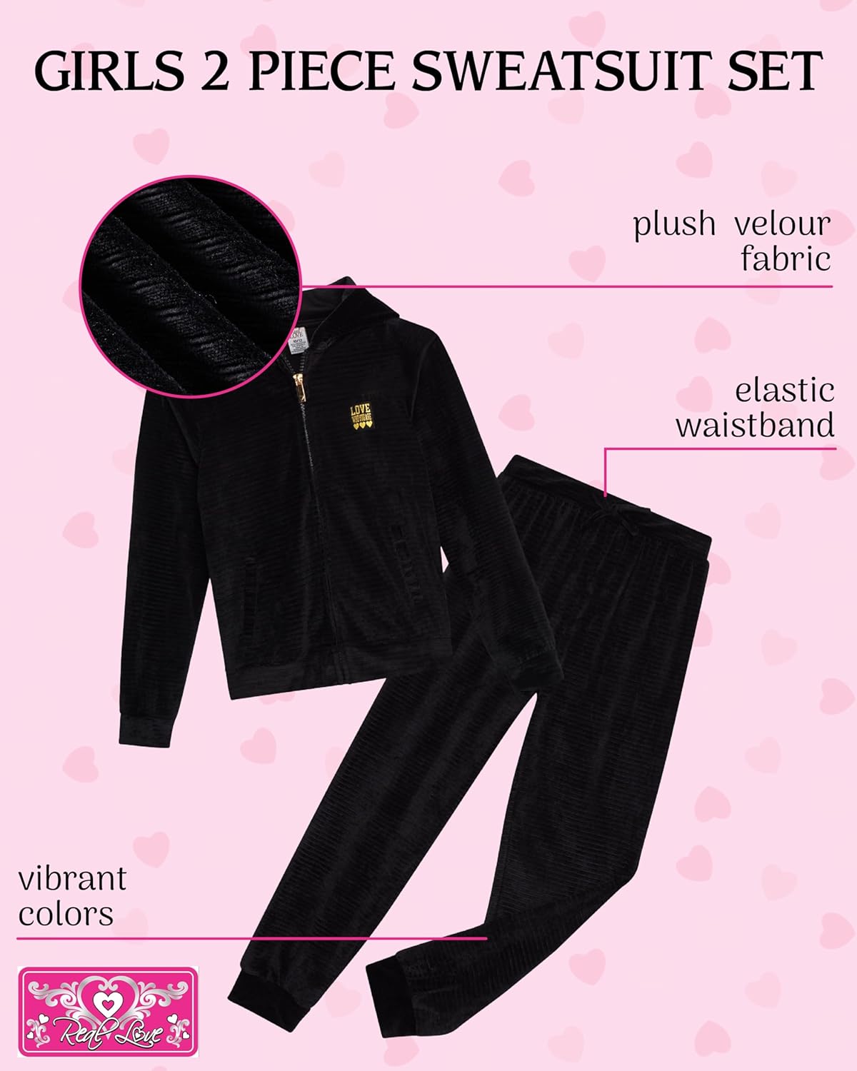 Real Love Girls jog set - Soft Fleece Flare Cargo Pants