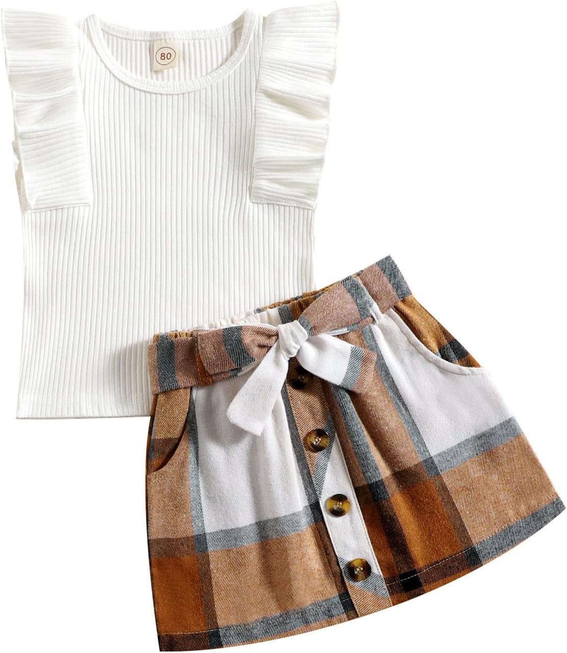 Perfect Summer Outfit for Toddler Girl - Long Sleeve Top Ribbed Skirt