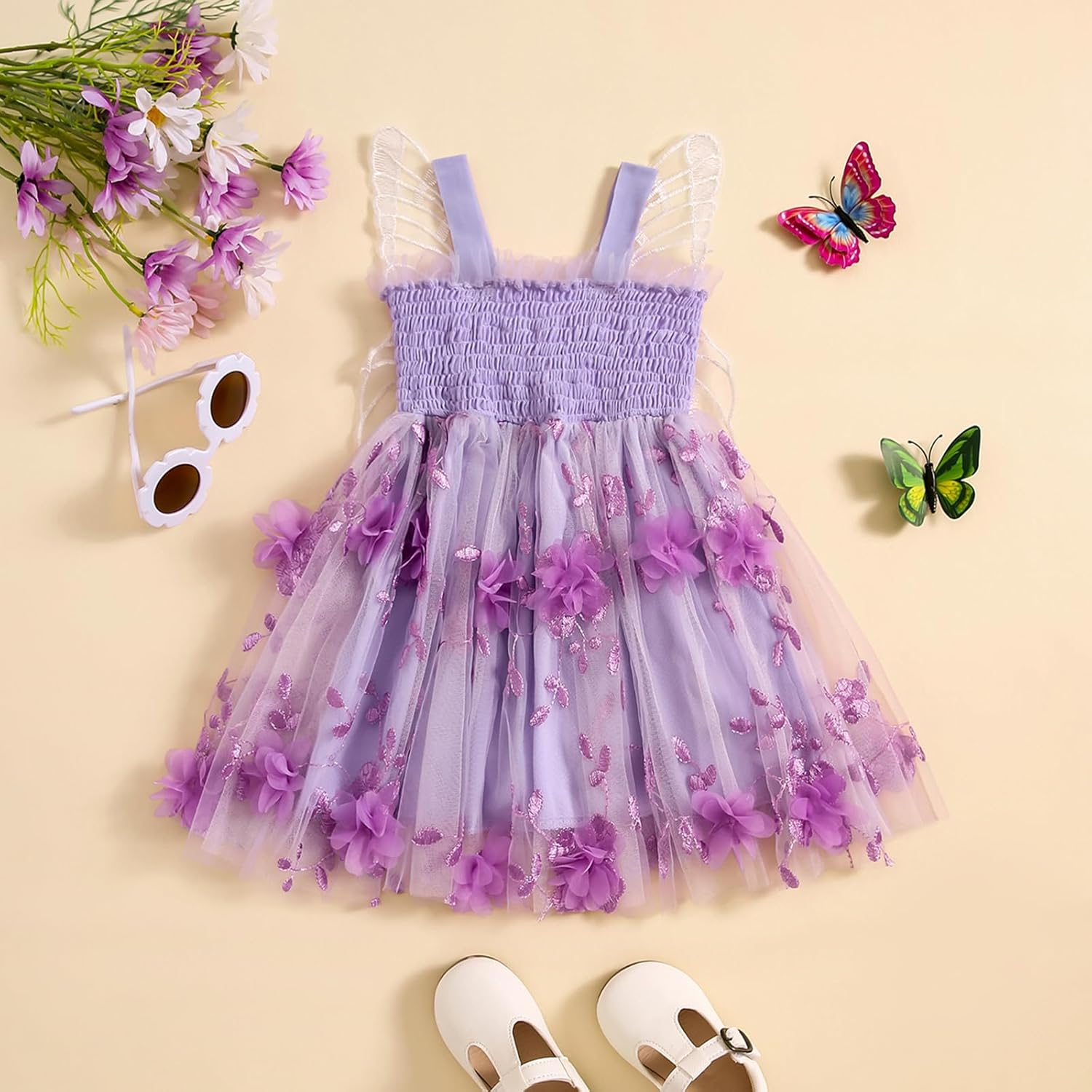 ZINTAOZT Princess Butterfly Wing Dress for Toddler Baby Girl