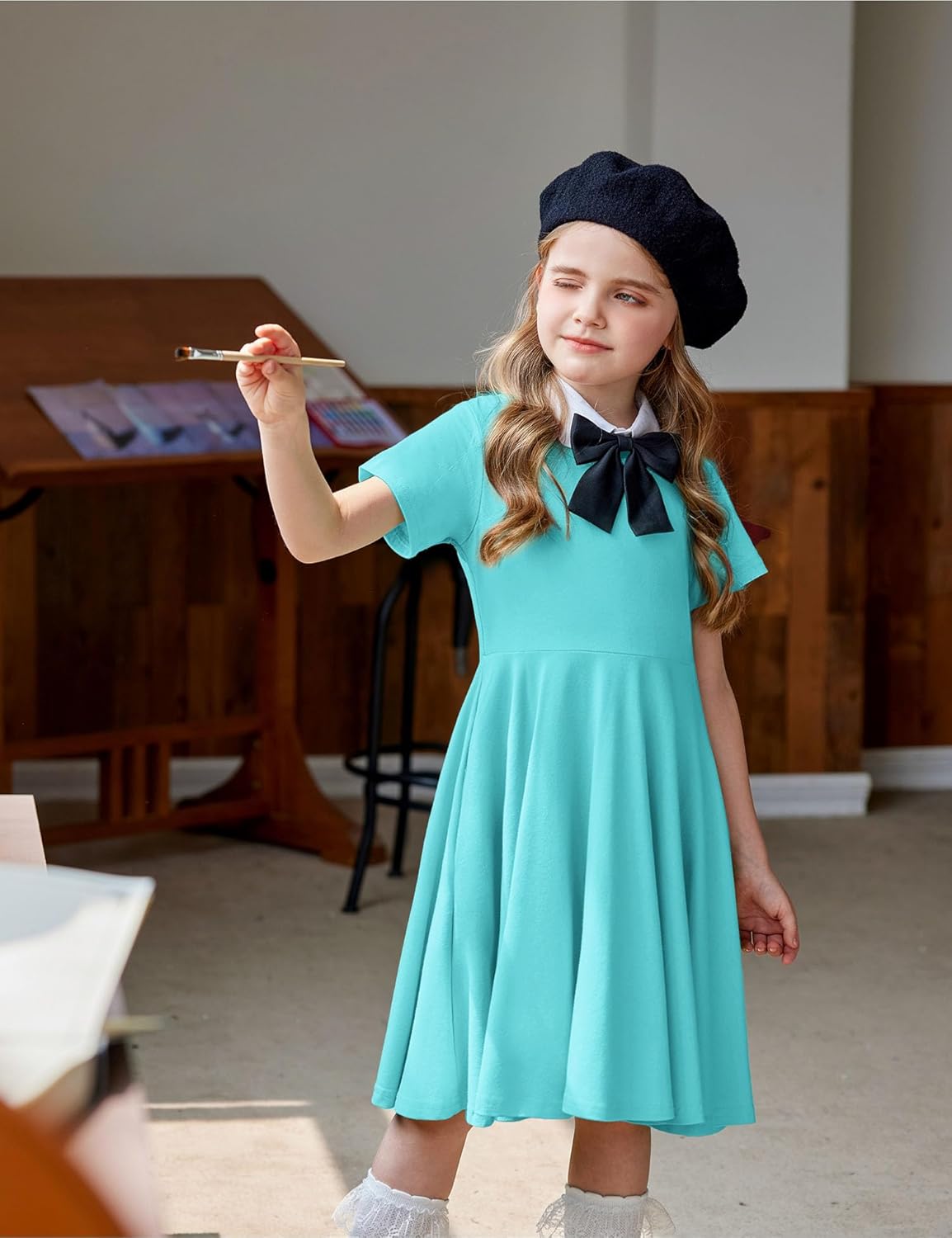 Arshiner Girls Basic Swing Dress - Casual Stylish