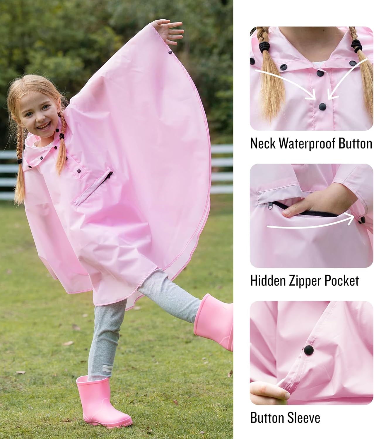 Saphi Rose Lightweight Kids Rain Jacket